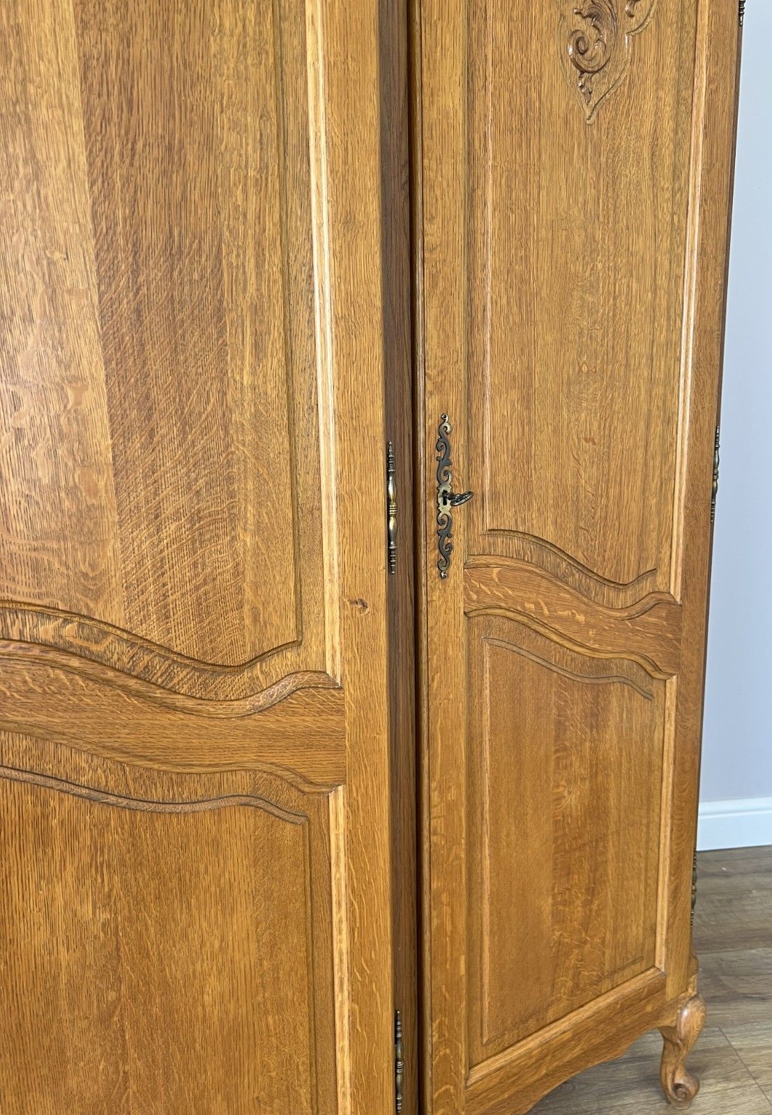 849.0 Wardrobe Vintage French Louis XVI Style Oak Four Door Carved Armoire Lot 6104 photo