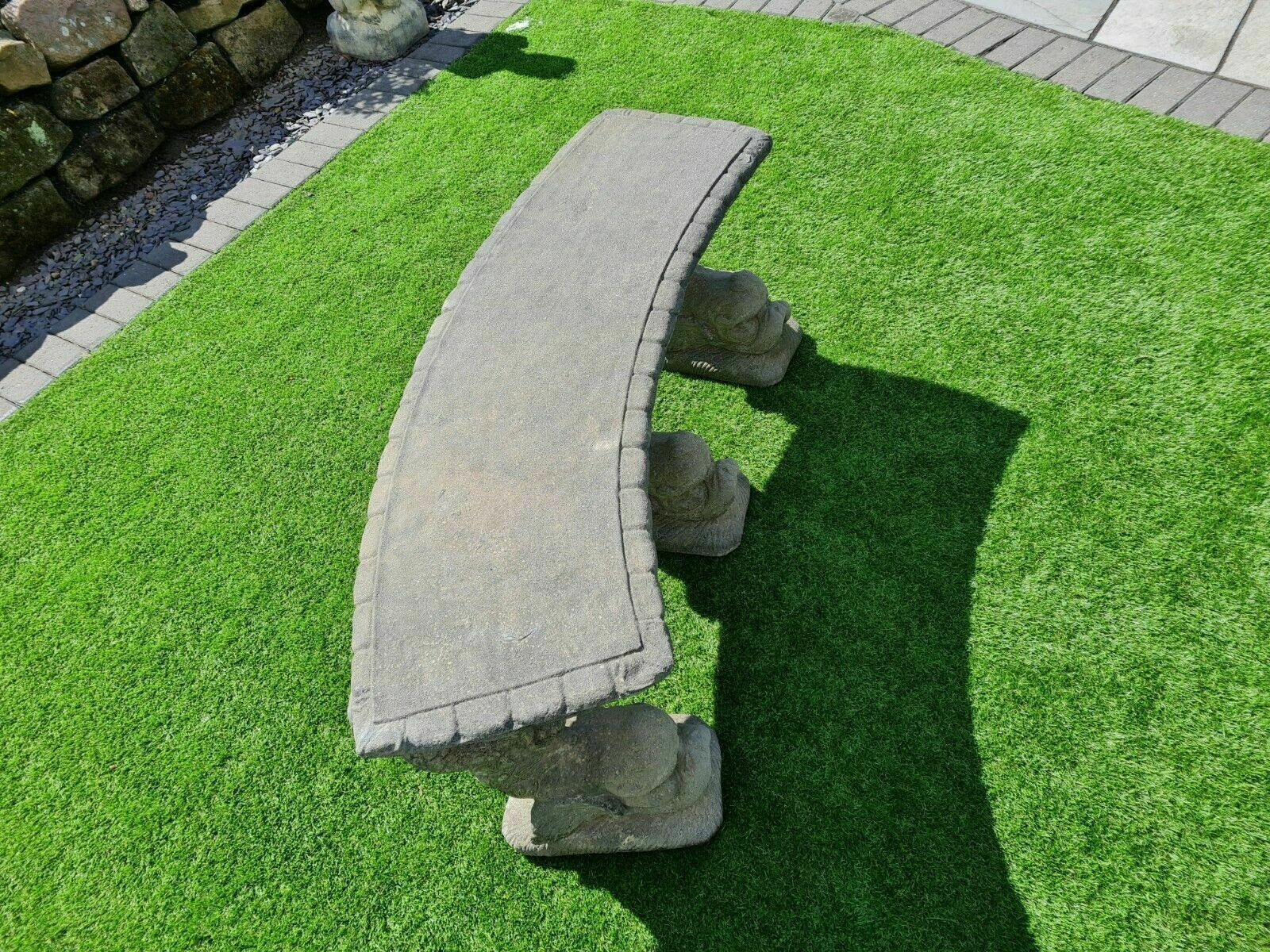 Dolphin Garden Bench Vintage Aged Green , English Stone( Delivery Available Via Our Sister Specialist Courier Company 0202. photo vintage