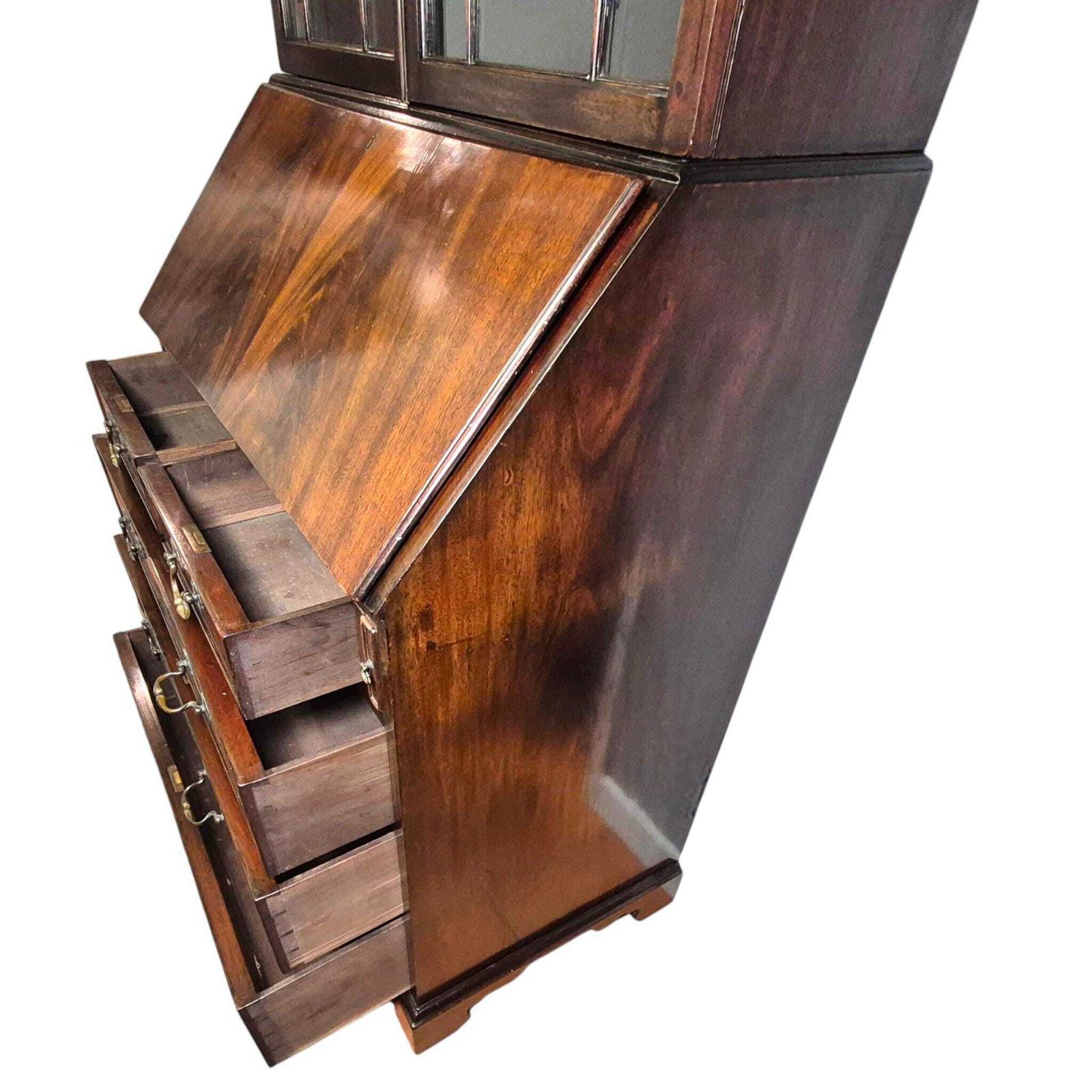 photo buy Late Victorian Mahogany Bureau Bookcase | Antique Secretaire Bookcase | Glazed Display Cabinet | Georgian Style Writing Bureau