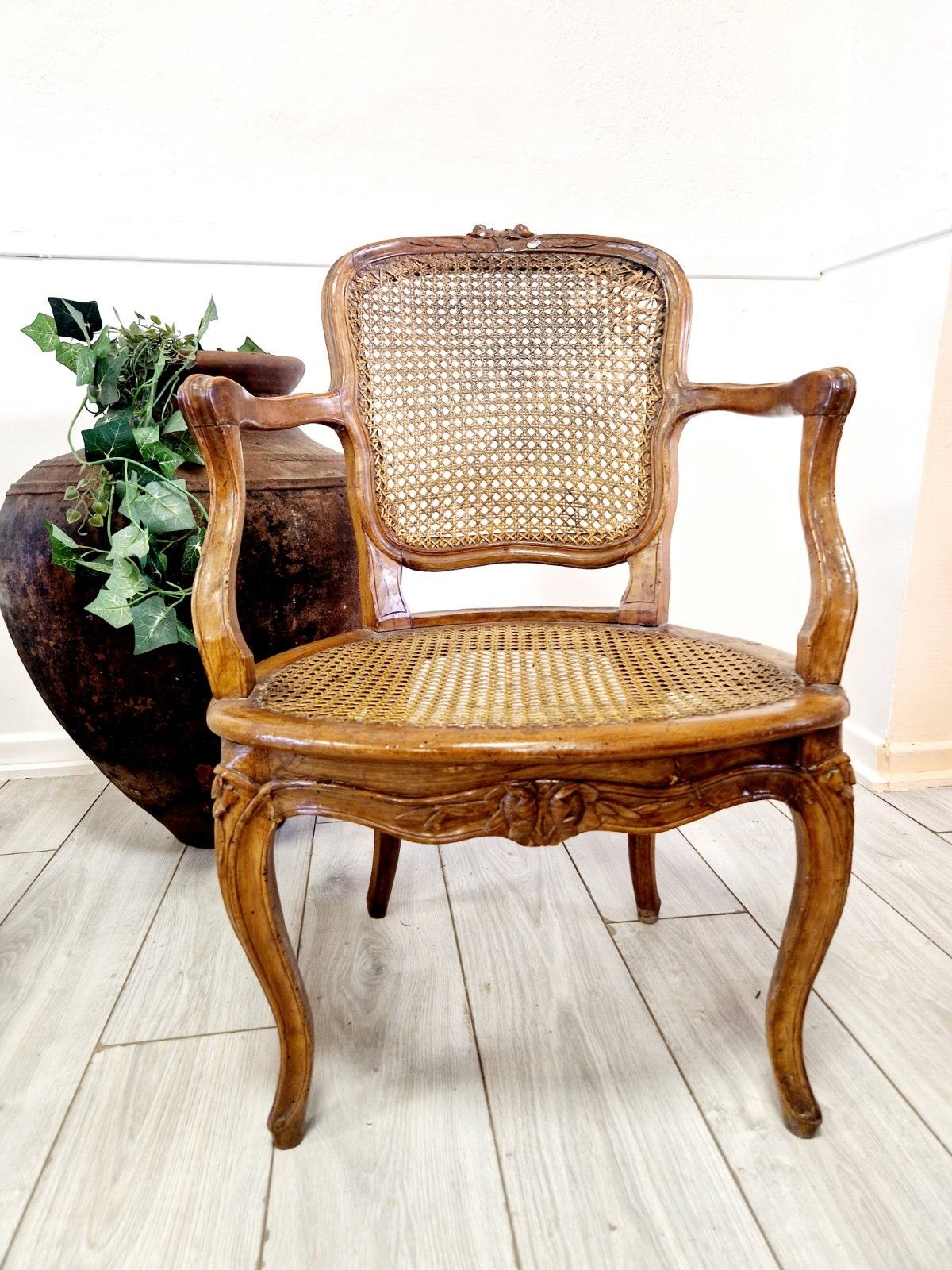 Antique French Cane Armchairs Louis XVI Period 18th Century Chateau photo for sale