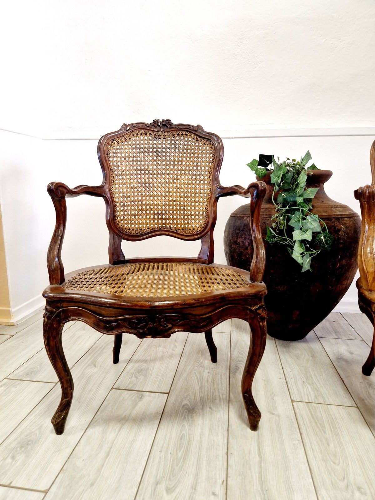 Antique French Cane Armchairs Louis XVI Period 18th Century Chateau photo Furniture