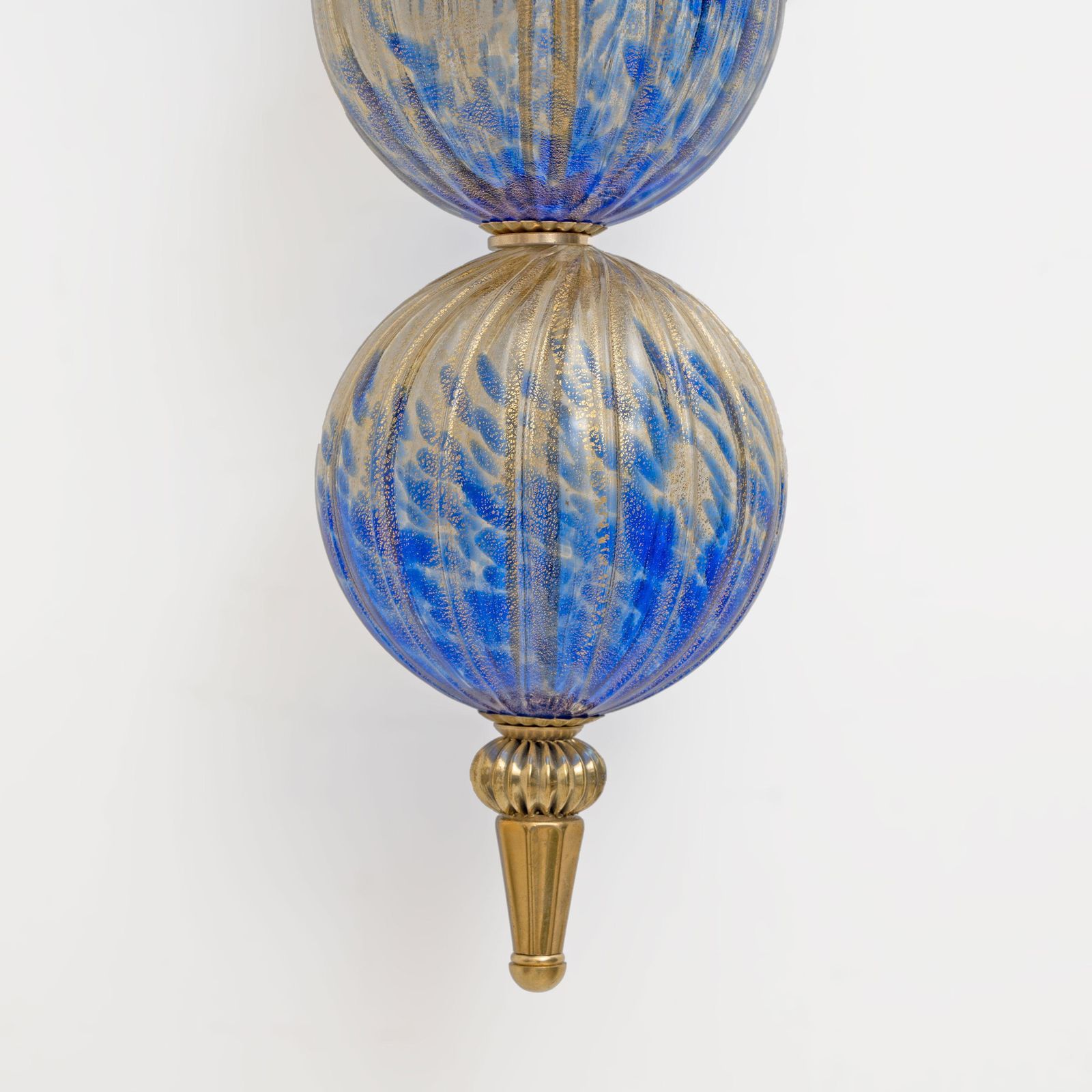 Pair Of Murano Glass Blue Wall Sconces With Gold Dust Inclusions photo vintage