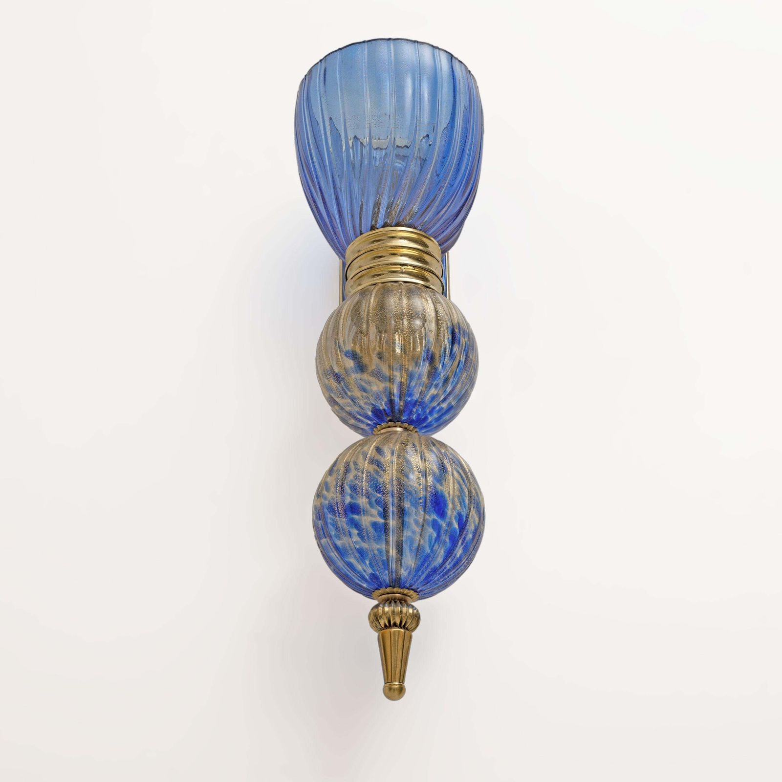 photo furniture Pair Of Murano Glass Blue Wall Sconces With Gold Dust Inclusions