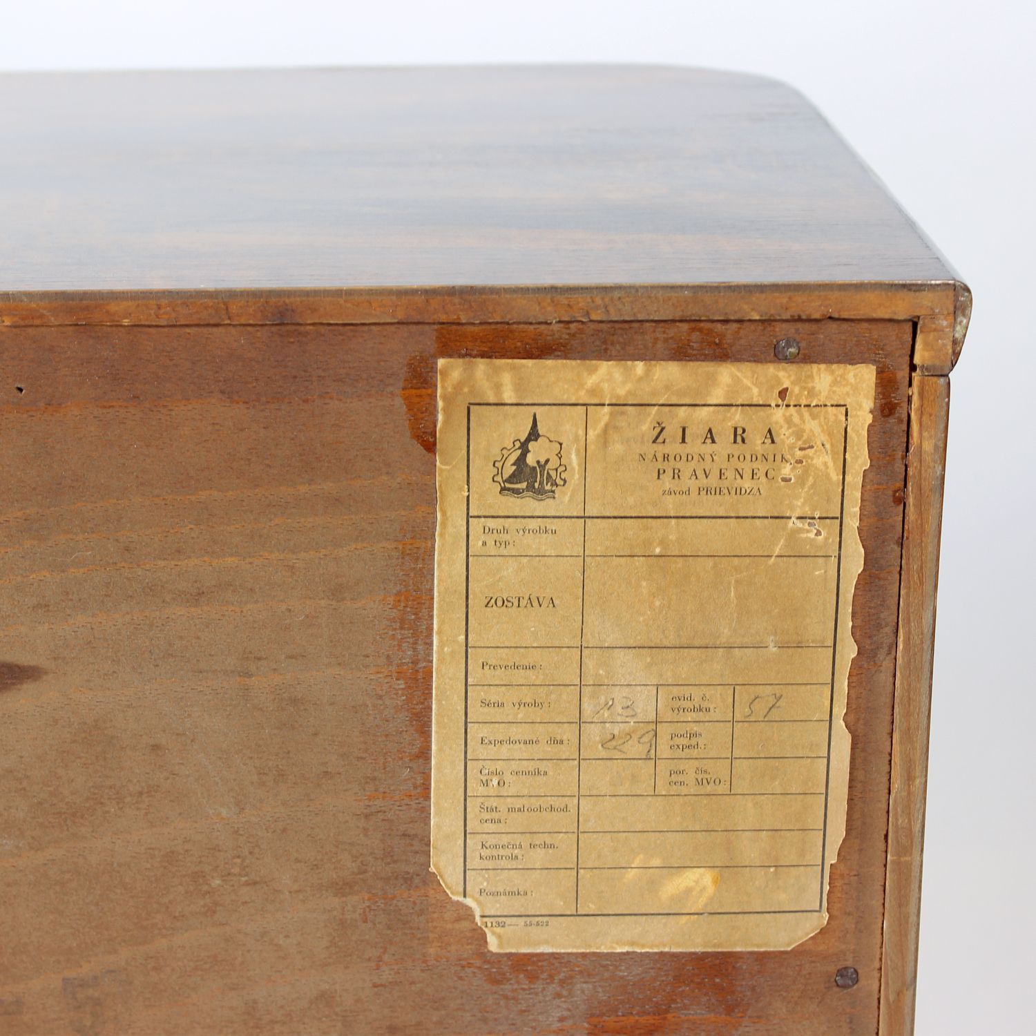 Furniture Minimalist Bedside Tables In Faux Grain Finish, Pravenec Czechoslovakia 1960s photo