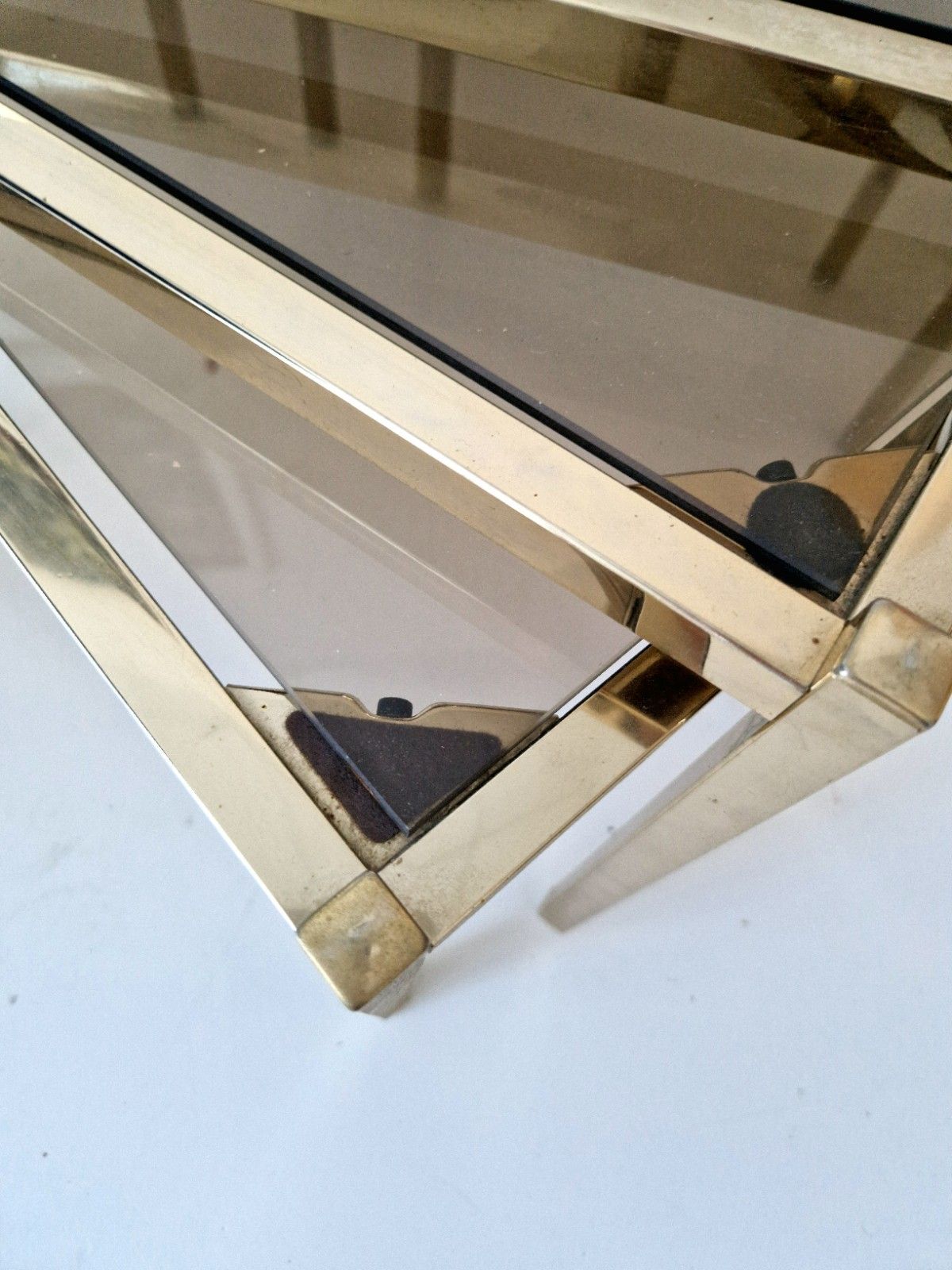 1970s Hollywood Regency Vintage Nest Of Glass Tables Interior Design photo 475.0