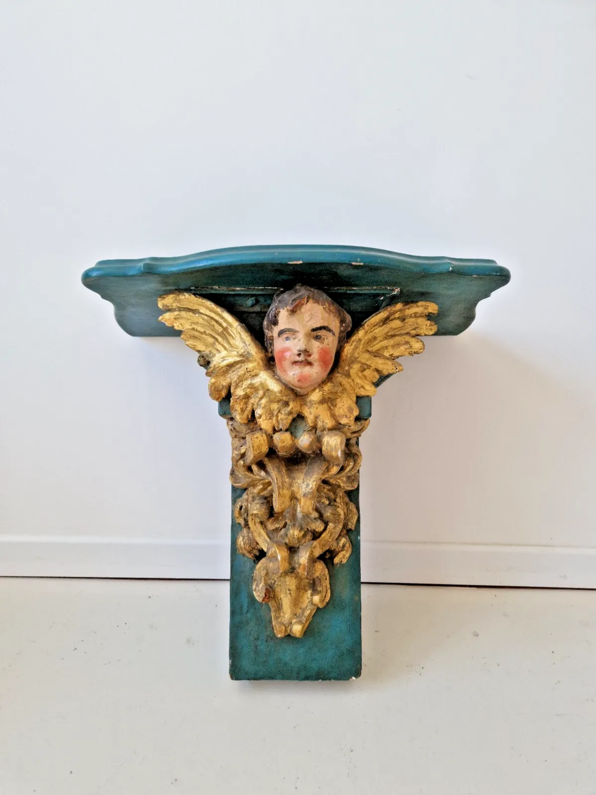 Antique Church Console Shelf 19th Century Religious Sculpture