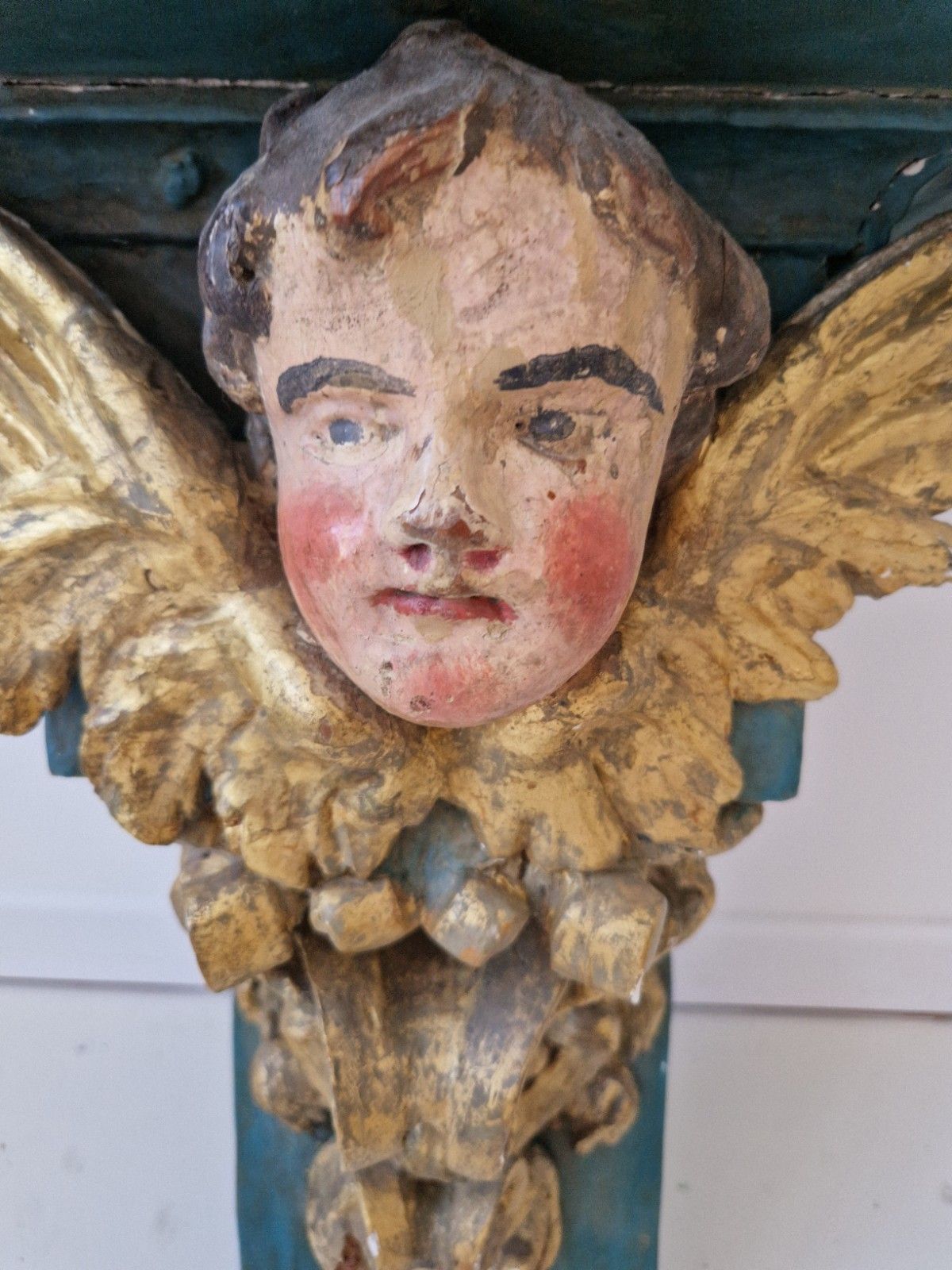 Antique Church Console Shelf 19th Century Religious Sculpture photo for sale