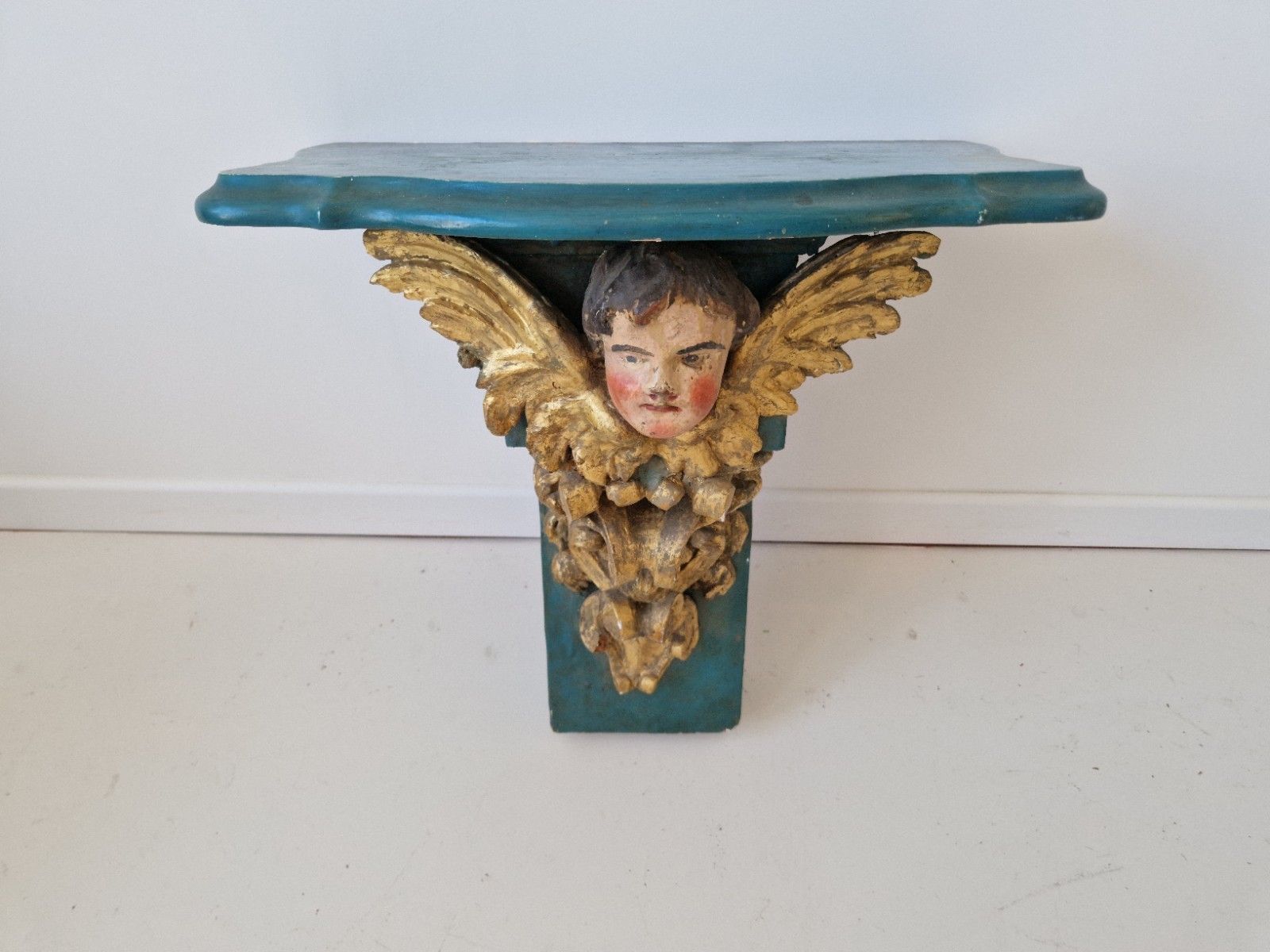 395.0 Antique Church Console Shelf 19th Century Religious Sculpture photo
