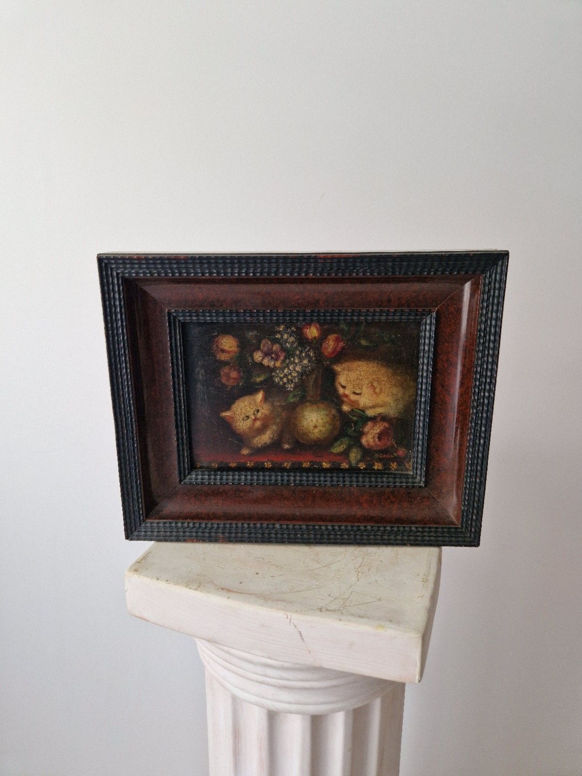 Antique Oil Painting Kittens 19th Century Signed Costa photo buy