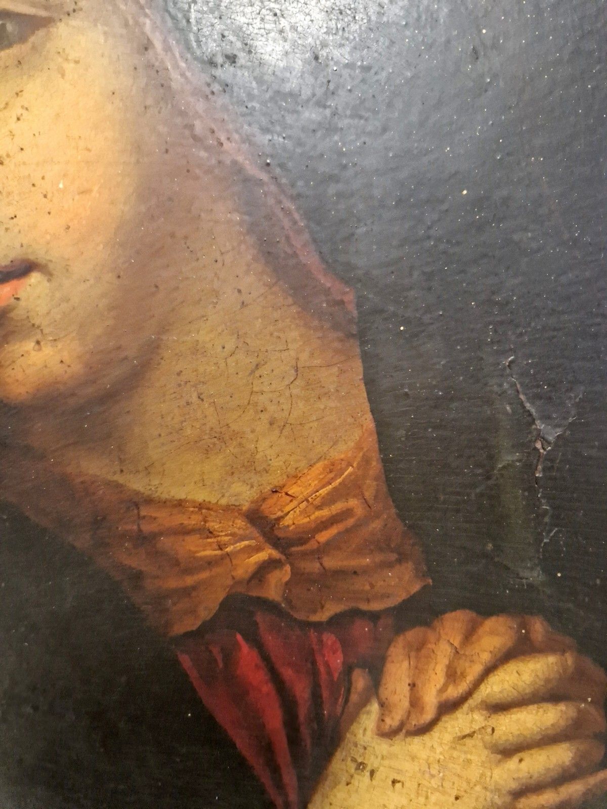 photo vintage Antique 19th Century Oil Painting Virgin Of Sorrows