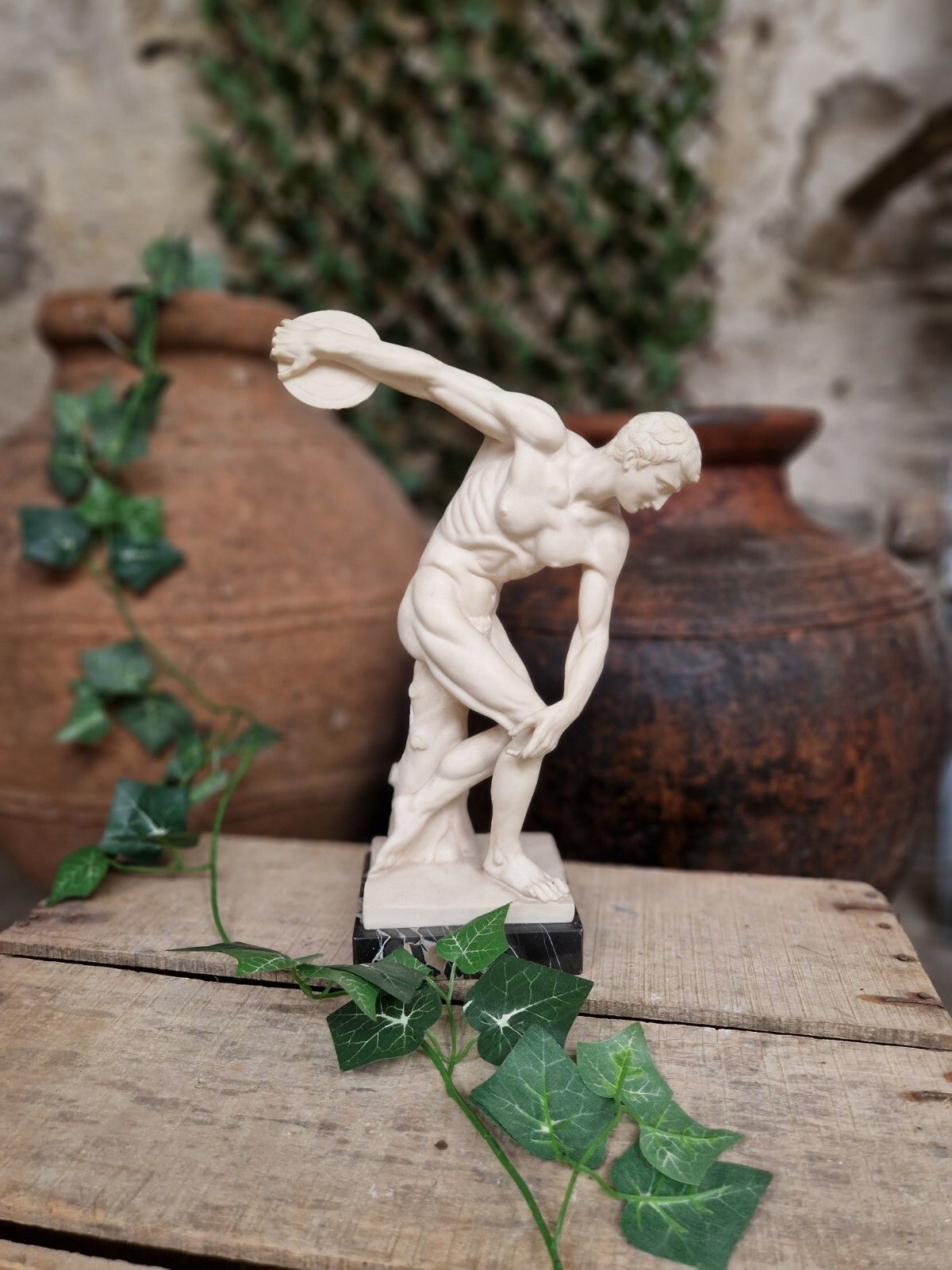 photo buy Antique French Diskobolos Sculpture Of Alabaster And Marble