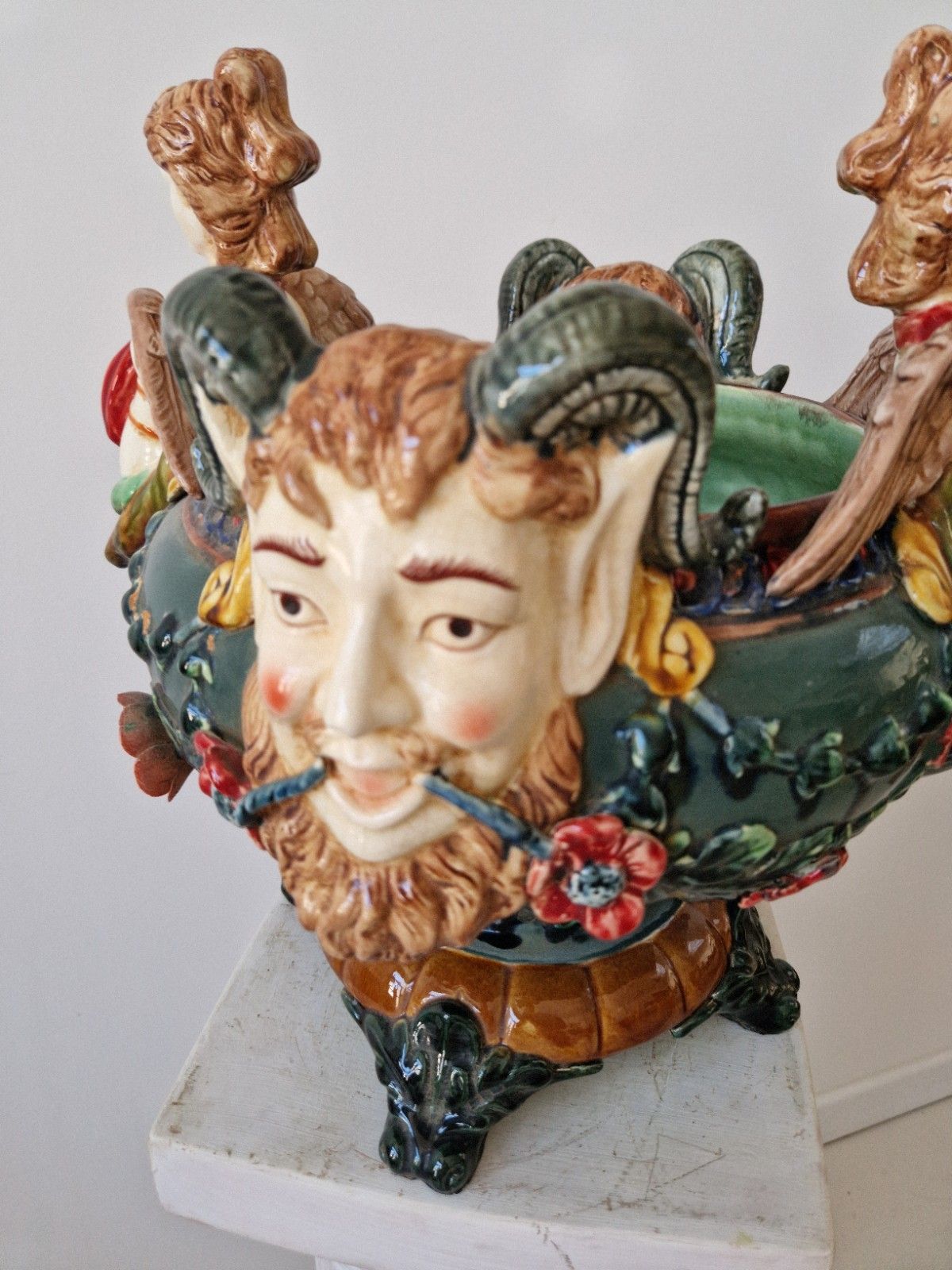 French Renaissance Style Majolica Planter Or Fruit Bowl photo for sale