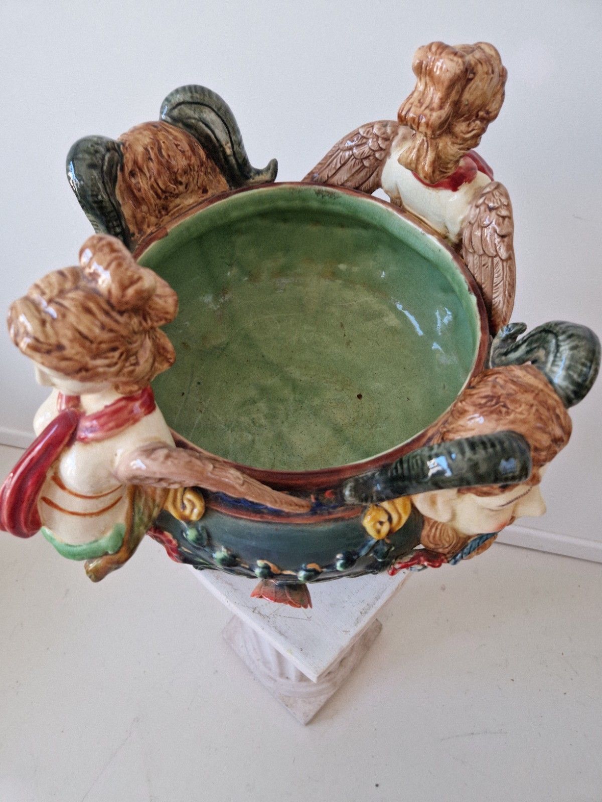 Home Decor French Renaissance Style Majolica Planter Or Fruit Bowl photo