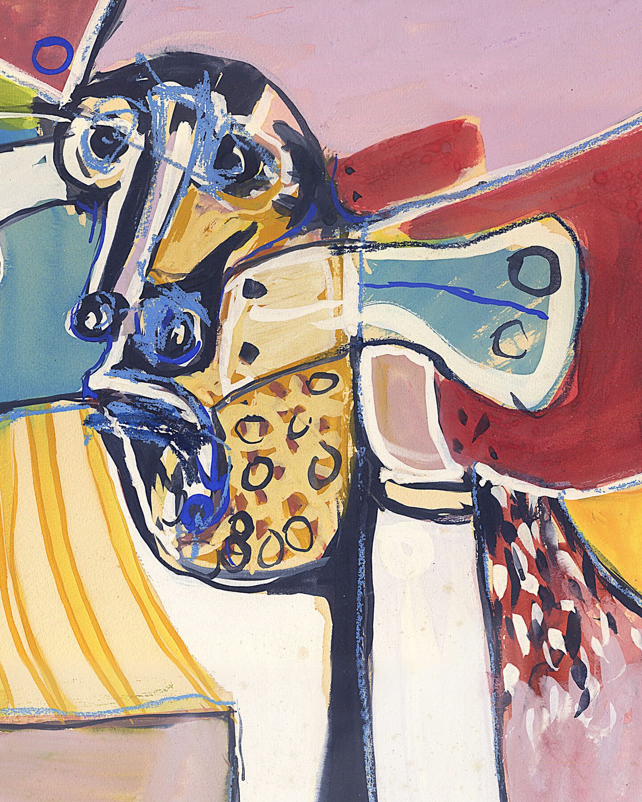 Gesigneerd en ingelijst outsider schilderij op papier uit 1968 photo for sale