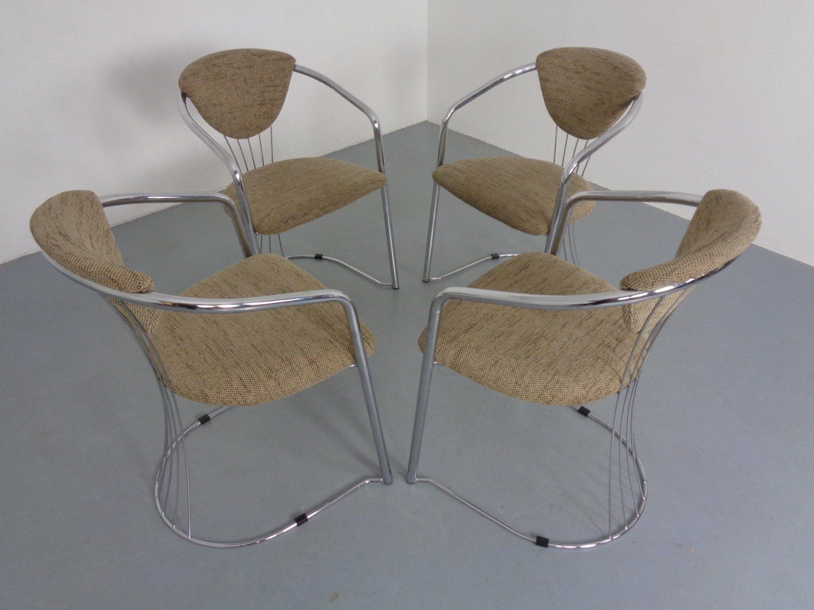 691.0 Italian Chrome Plated Dining Chairs, 1980s, Set Of 4 photo