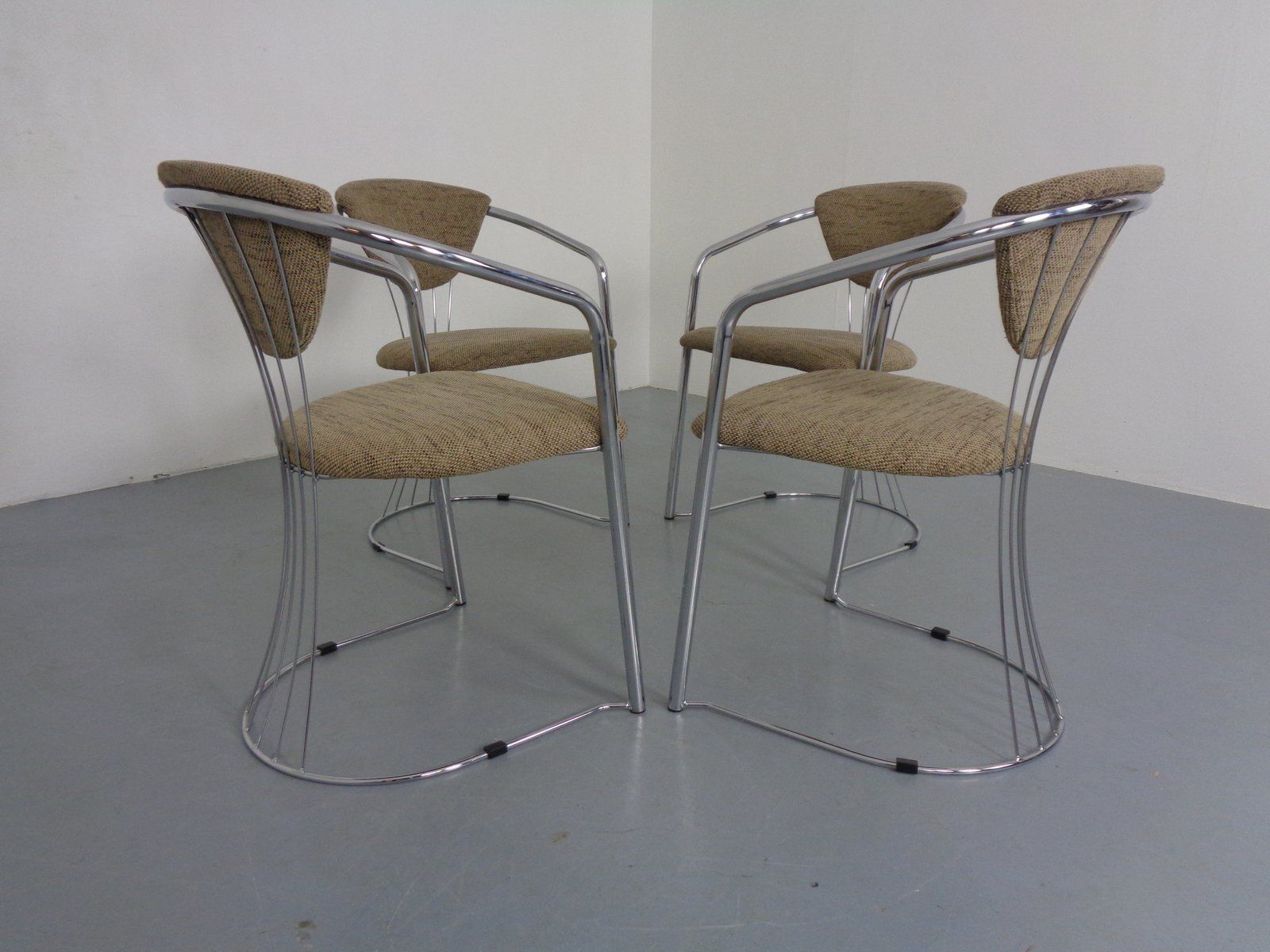 photo vinterior Italian Chrome Plated Dining Chairs, 1980s, Set Of 4