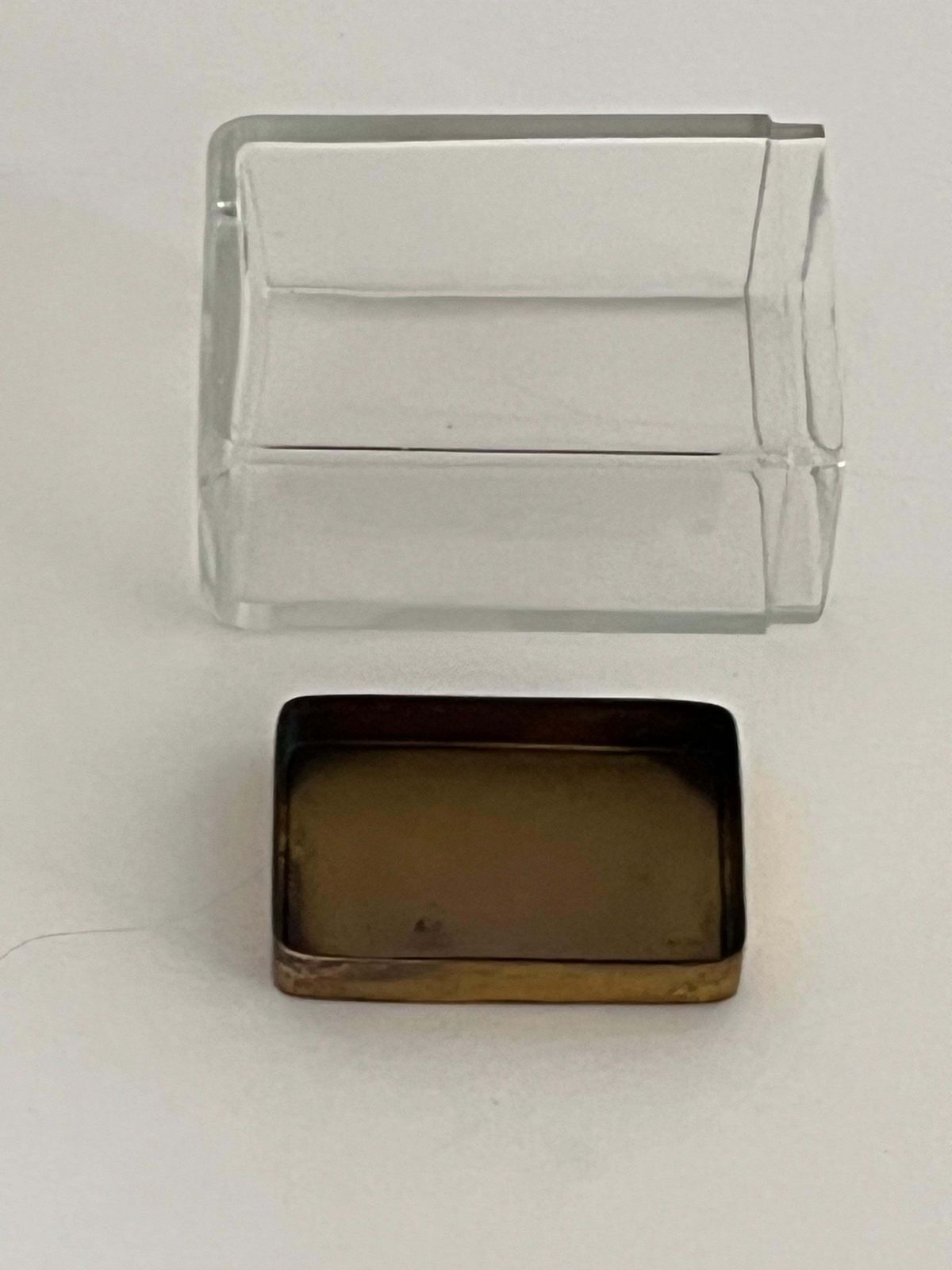 photo vintage Art Deco Glass Vanity Jar With Gold Coloured Guilloche Enamel Lid, Circa 1920s