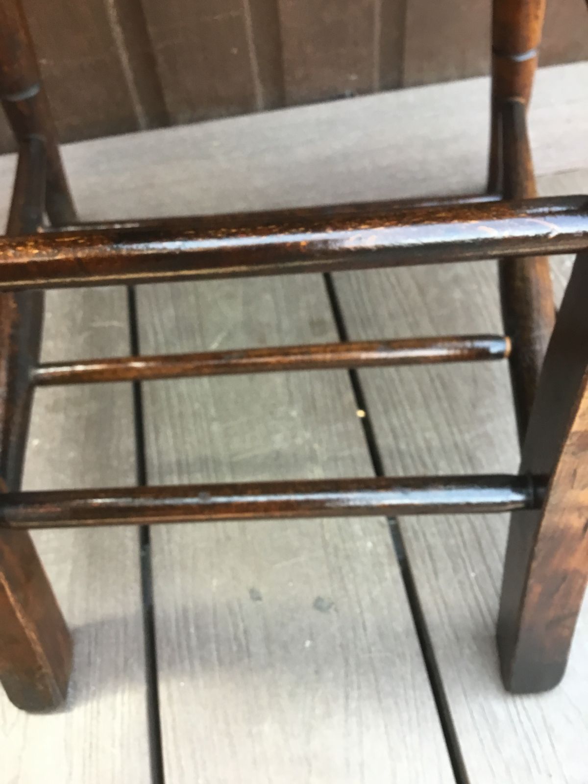 photo for sale Stamped Antique C1910 English Chapel Chair. Superb Hues Of Dark Elm And Beechwood