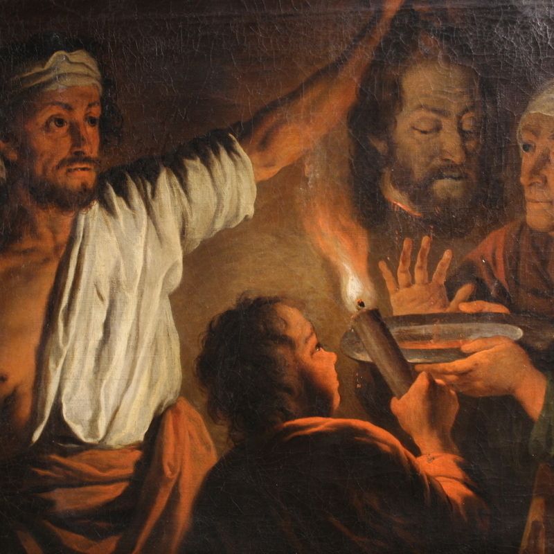photo vintage 19e-eeuws Vlaams schilderij, Salome met het hoofd van Johannes de Doper
