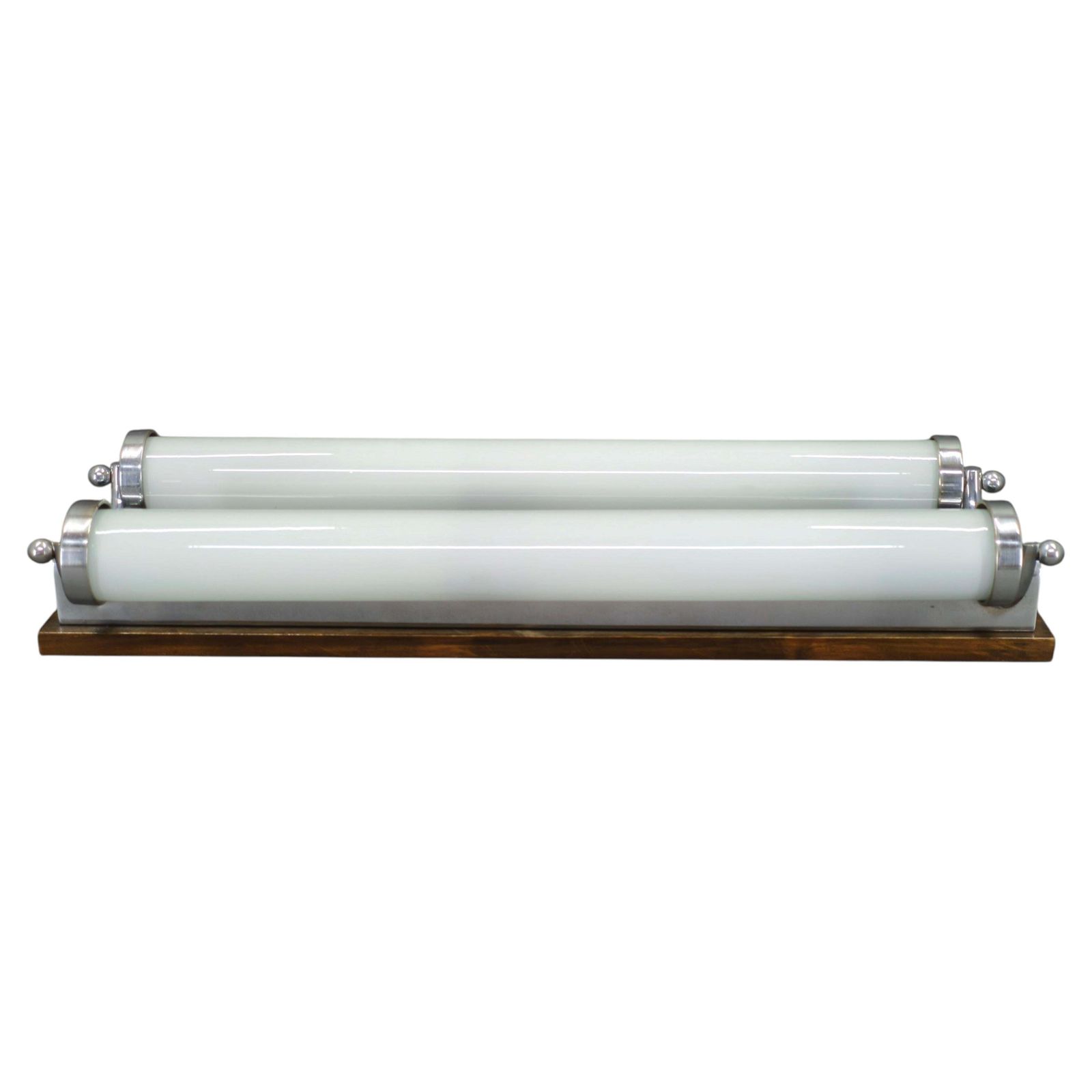 Grote art deco wandlamp van chroom en glas, Tsjecho-Slowakije