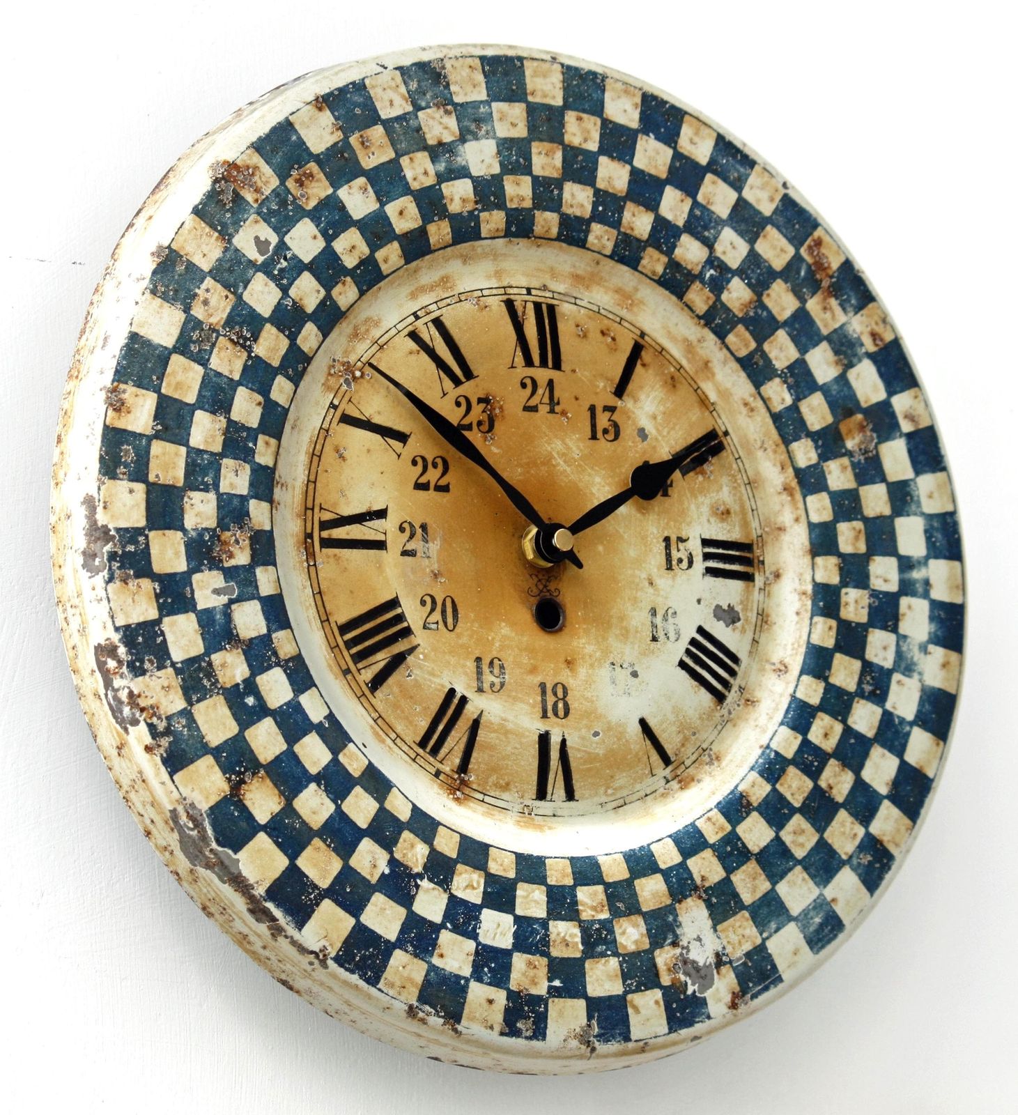Vintage Japy Wall Clock   33cm French Metal Tin Retro Shabby Chic Art Deco Clock Toleware Gift Off The Wall Clocks photo furniture