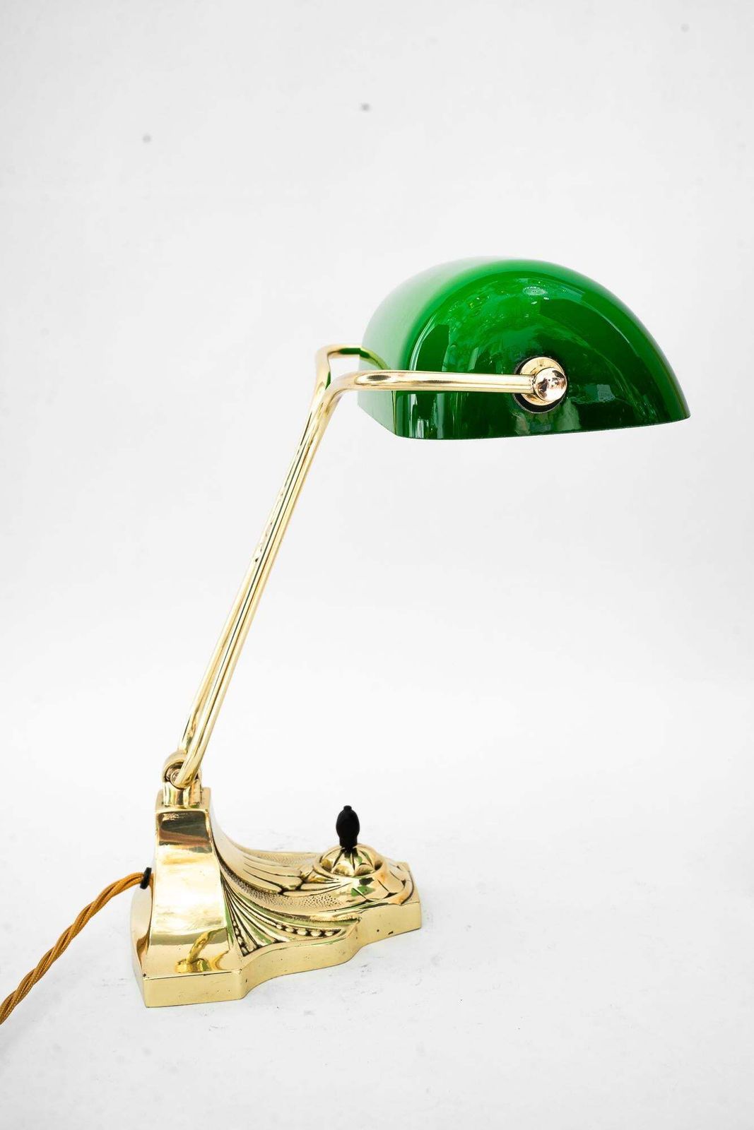Swiveling Banker Table Lamp With Green Glass Shade Vienna Around 1920s photo furniture