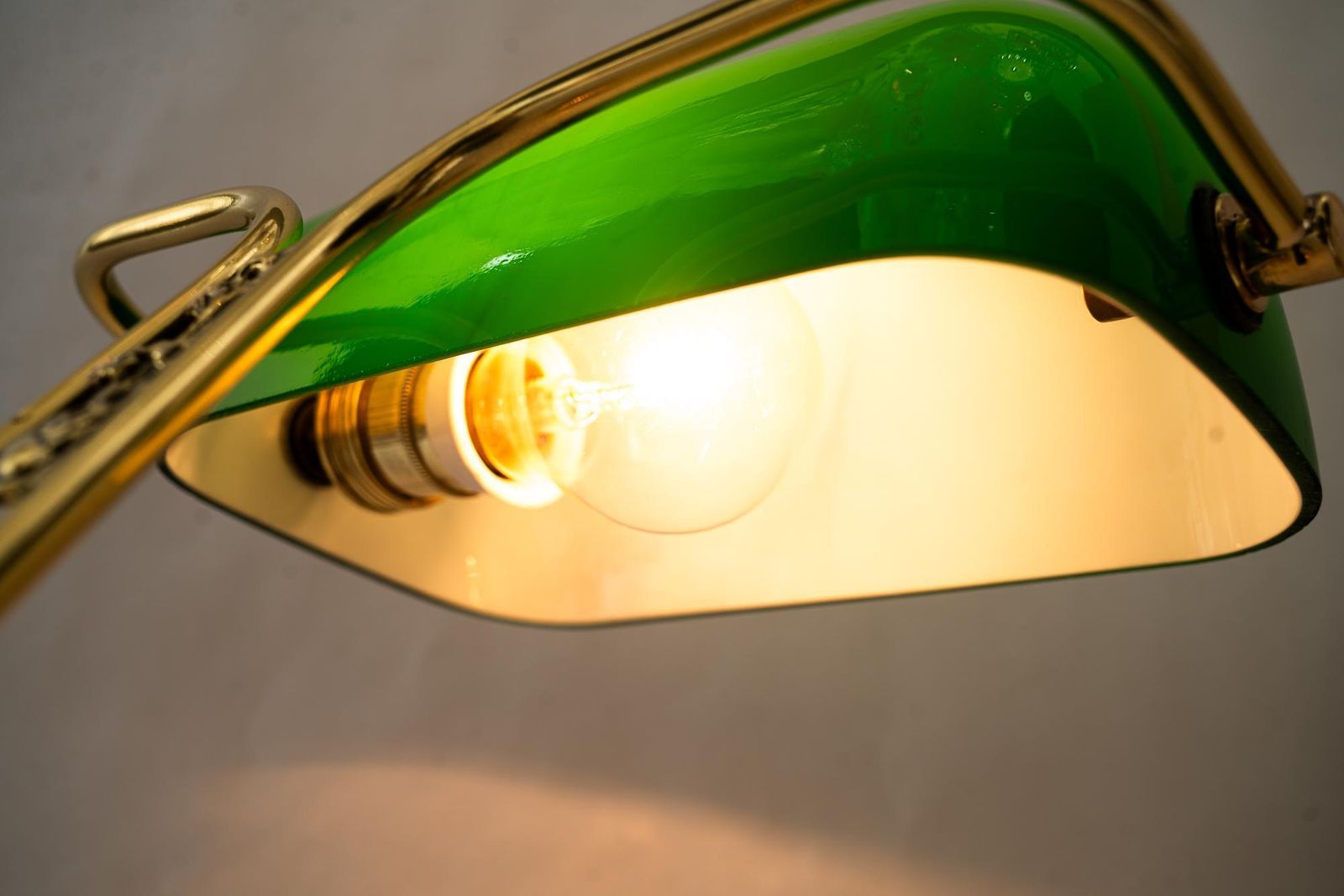 photo for sale Swiveling Banker Table Lamp With Green Glass Shade Vienna Around 1920s