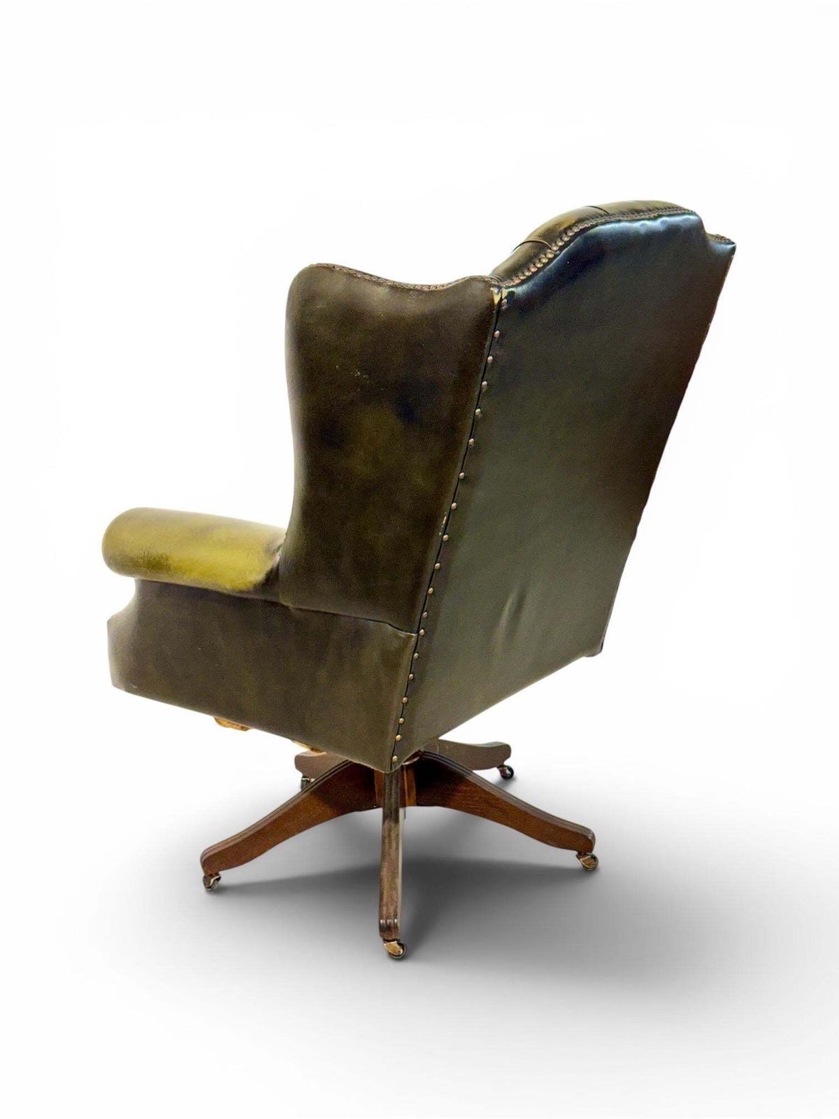 photo buy Vintage Chesterfield Style Green Leather Swivel Desk Chair