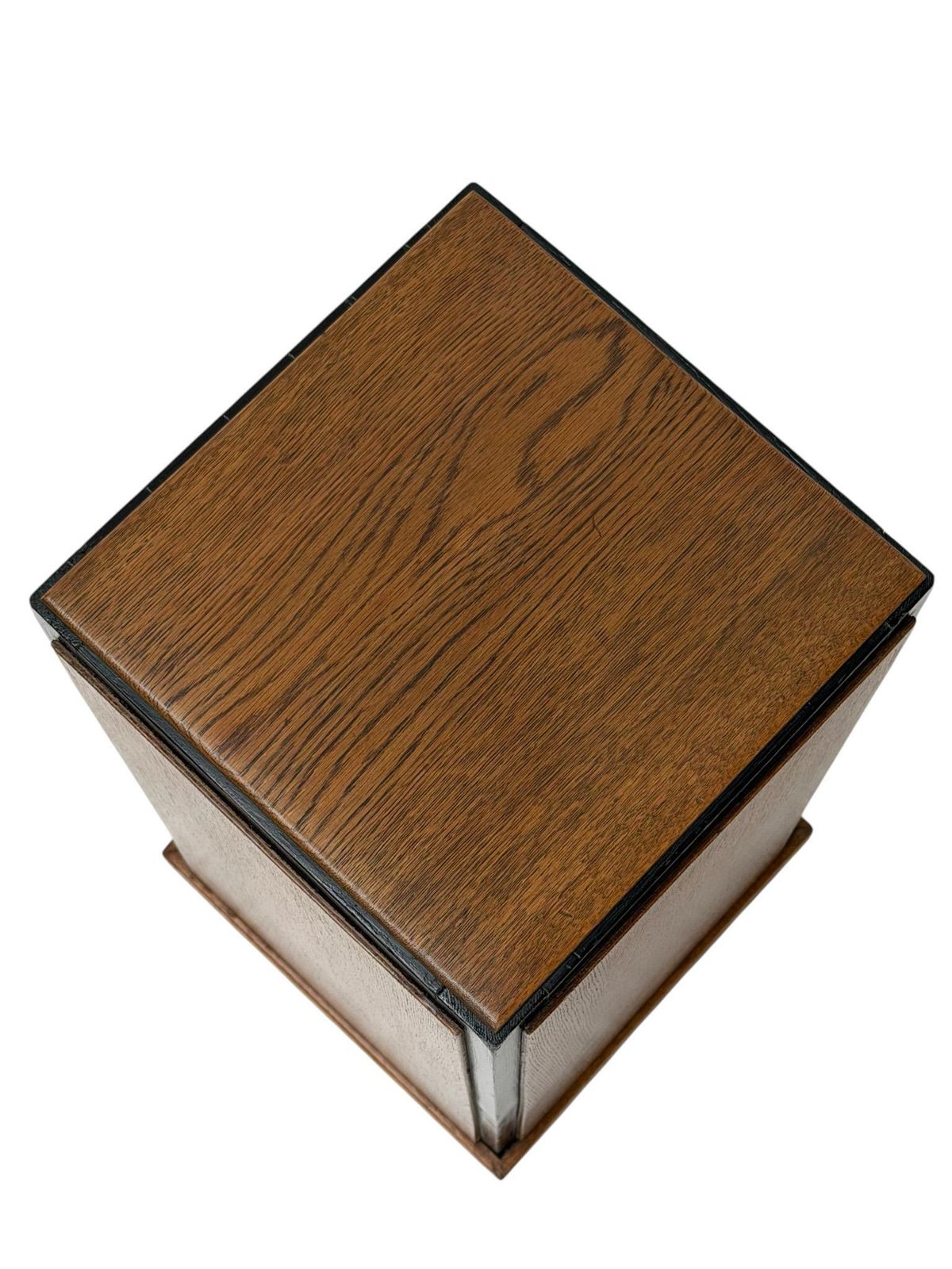 1930s Art Deco Modernist Pedestal In Oak With Black Lacquer photo vintage