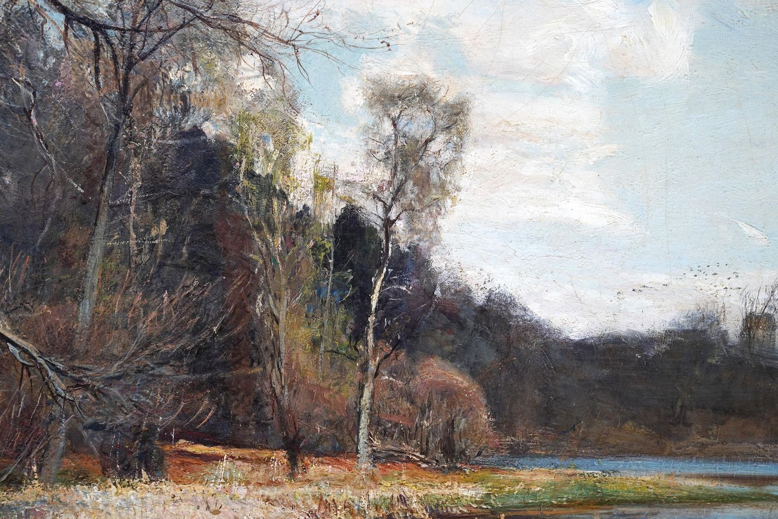 Swans Nest Landscape   British Victorian Impressionist Art Exhib Oil Painting photo buy