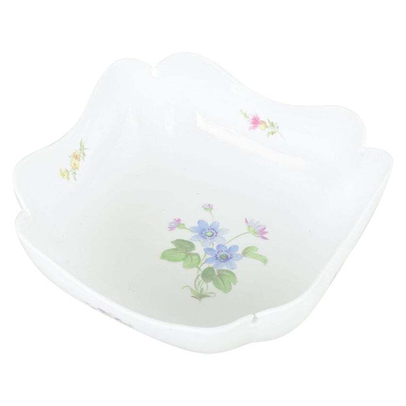 Meissen. Square Porcelain Bowl With Multicoloured Floral Decorations. Ca. 1930s