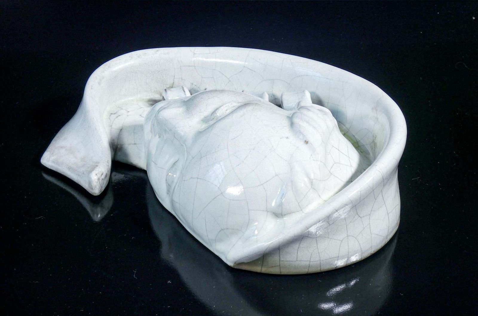 Ceramic Sculpture, M. Andersen (?), Face Of A Woman With Braid. Denmark photo vintage