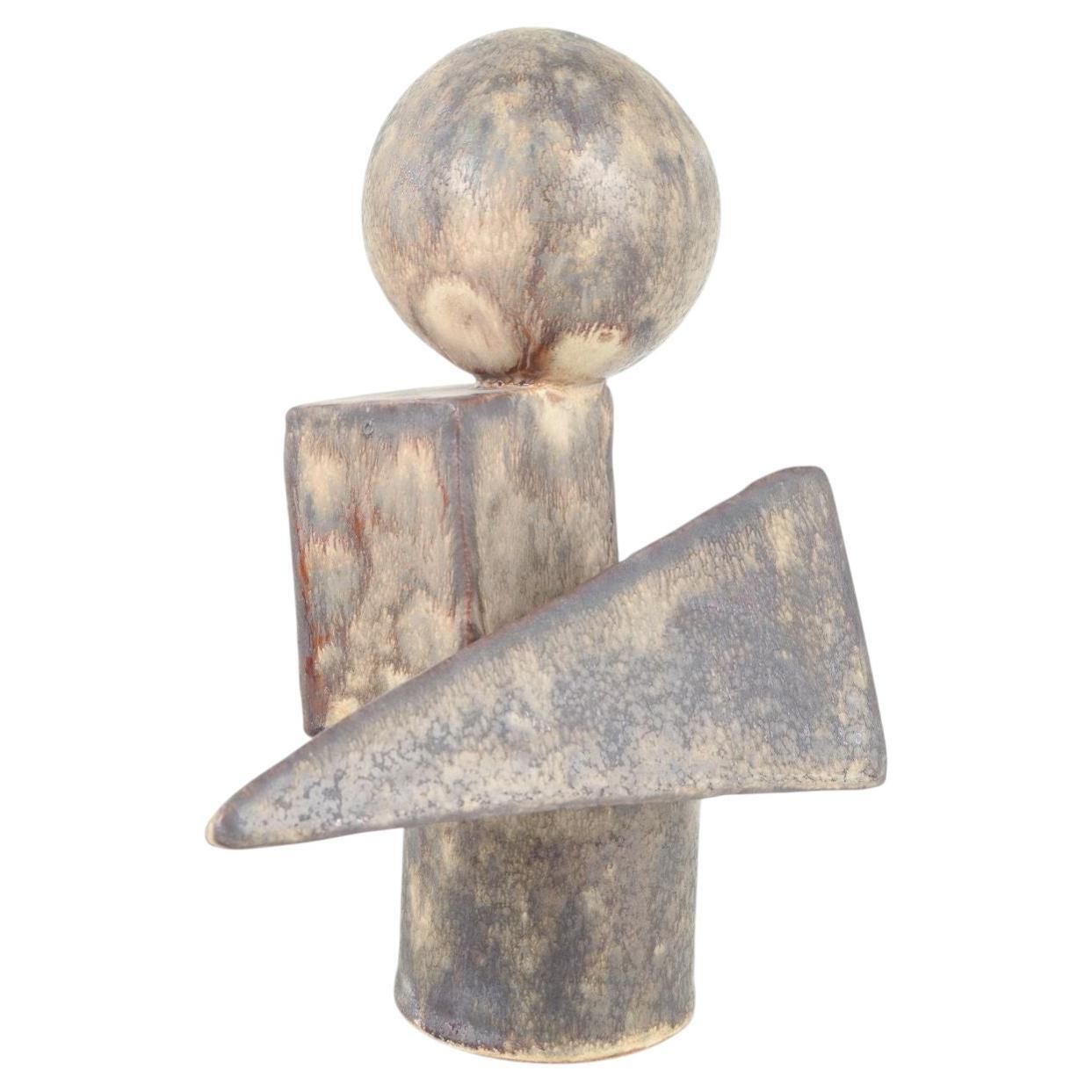 Christina Muff, Danish Ceramic Artist. Stoneware Sculpture In Cubistic Style.
