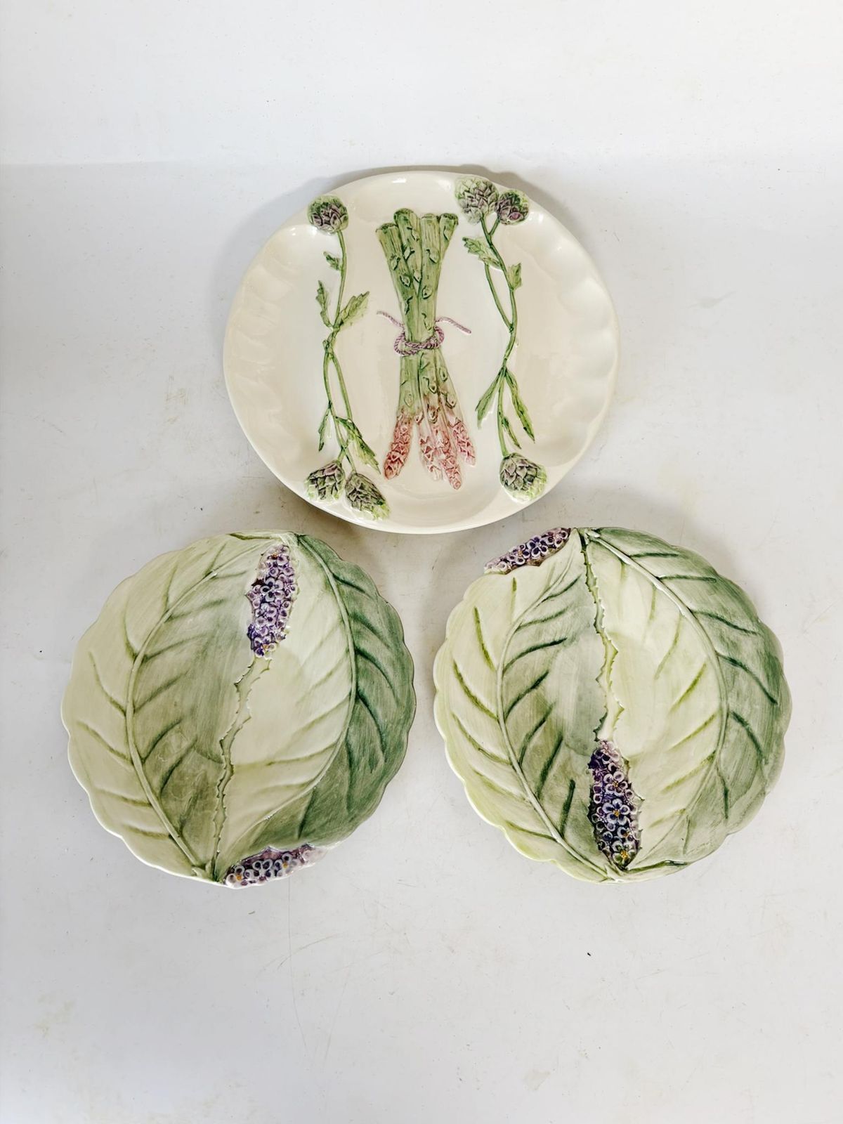 Set Of 3 Majolica And Porcelain Plates, France, 1960 photo vinterior
