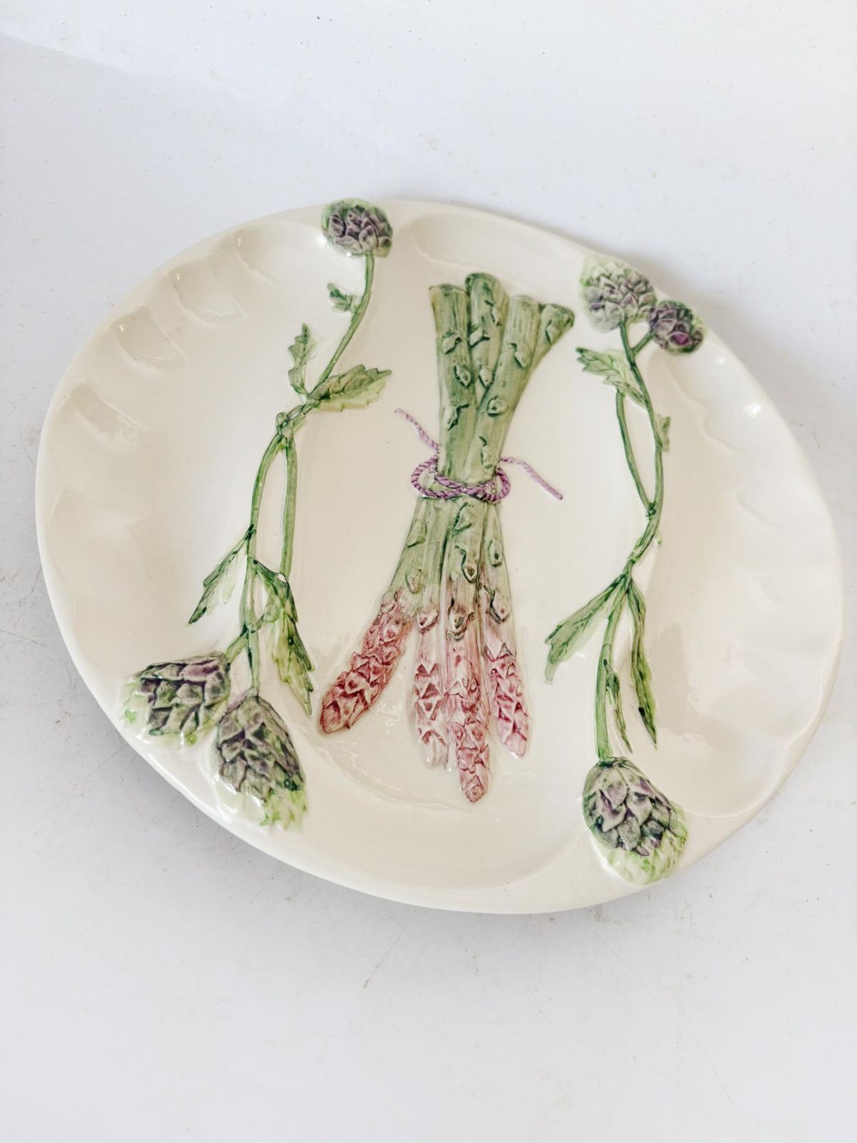 Set Of 3 Majolica And Porcelain Plates, France, 1960 photo vintage