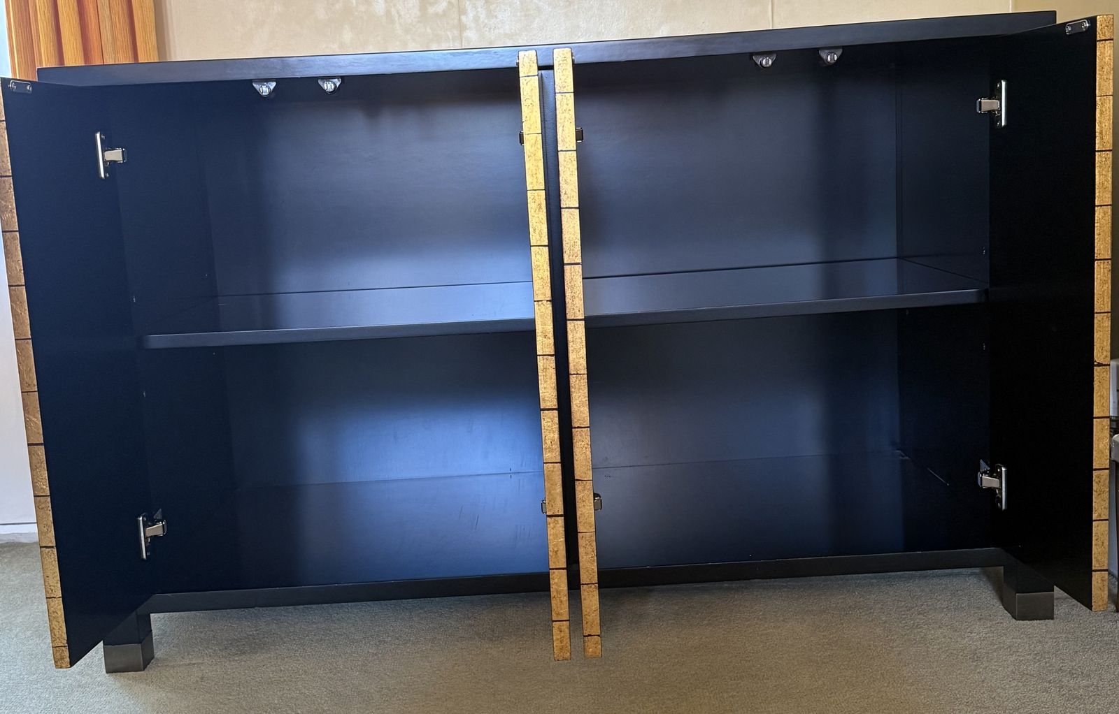 John Black Quality Cabinet Side Board Shelving Rosewood Gold Unique Piece   Available Now photo Furniture