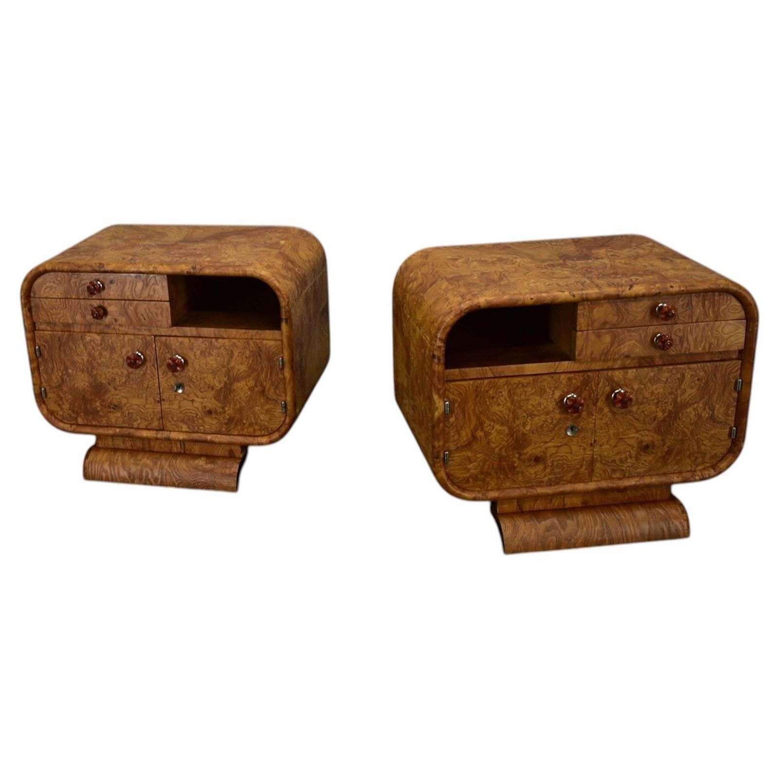 1939s Pair Of Art Deco Bedside Tables, Czechoslovakia