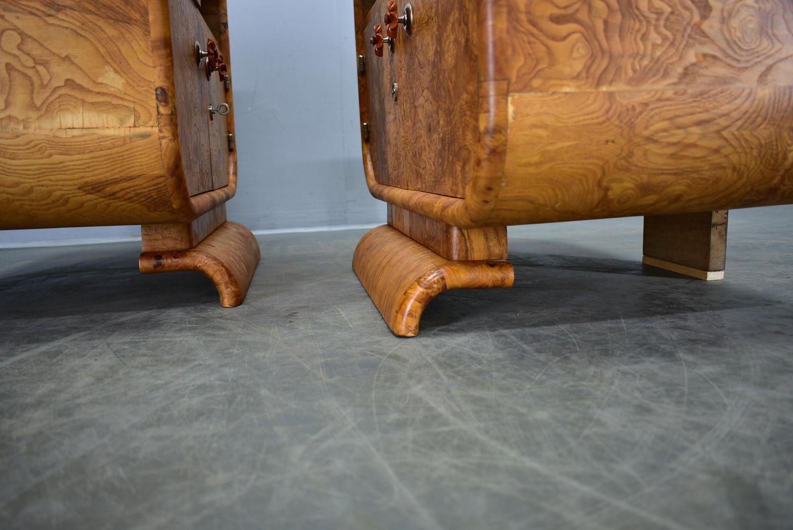 1939s Pair Of Art Deco Bedside Tables, Czechoslovakia photo vintage