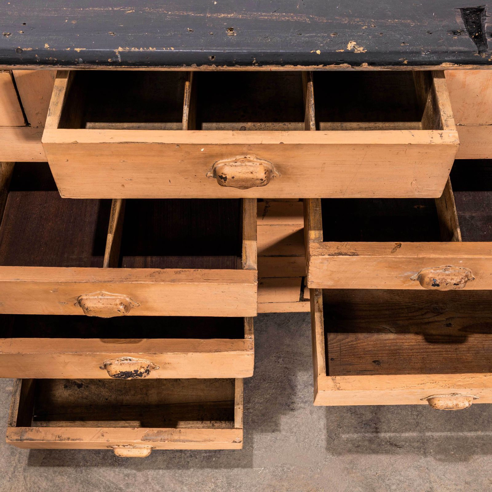 Furniture 1930's Exceptional Very Large French Four Metre Bank Of Drawers photo