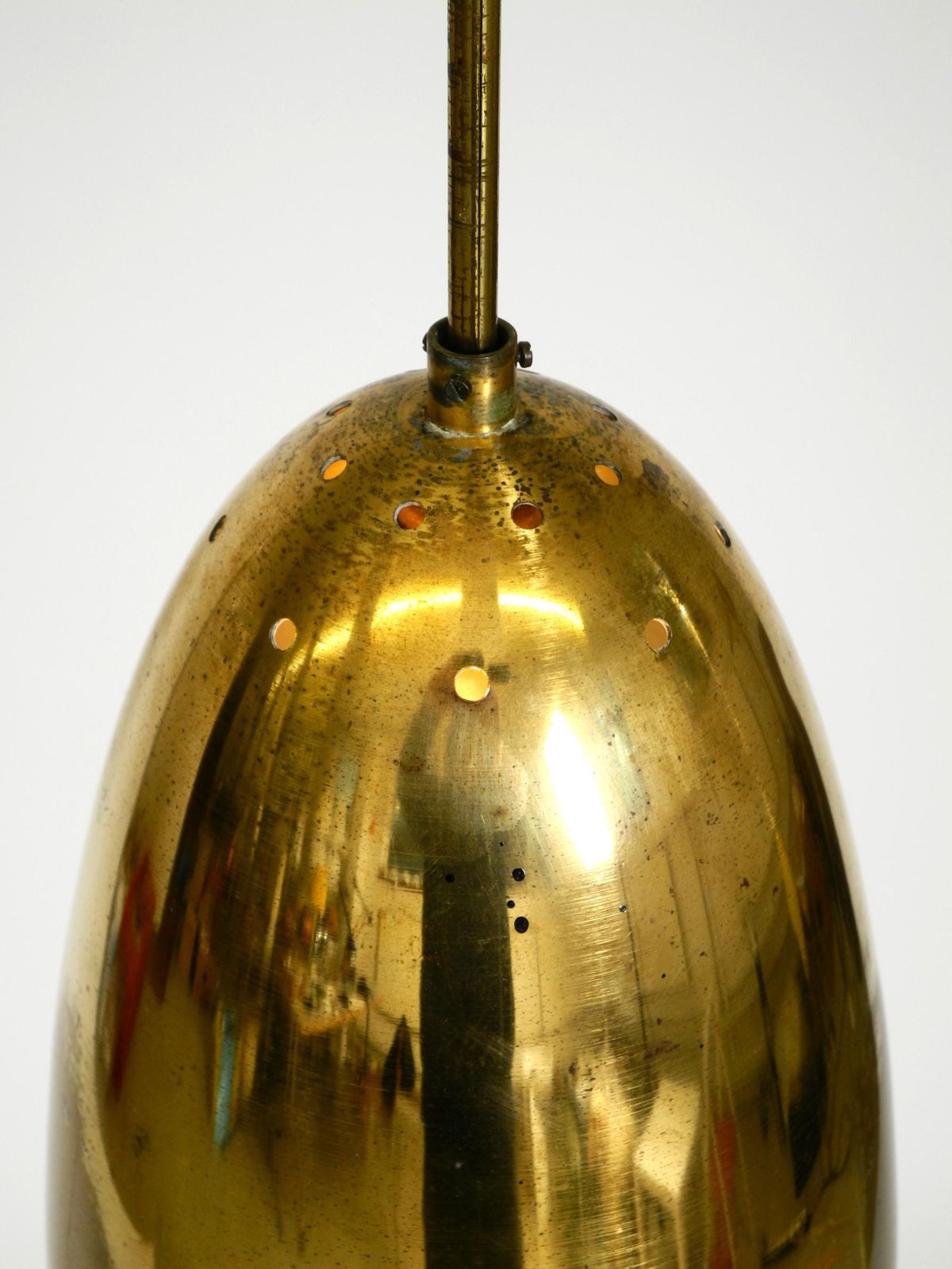 Hoogte verstelbare mid-century modern messing hanglamp photo vintage
