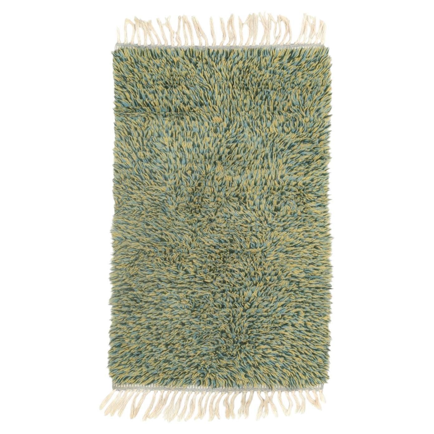 Scandinavian Designer. Rya Carpet With A Dense Pile In Shades Of Green And Beige
