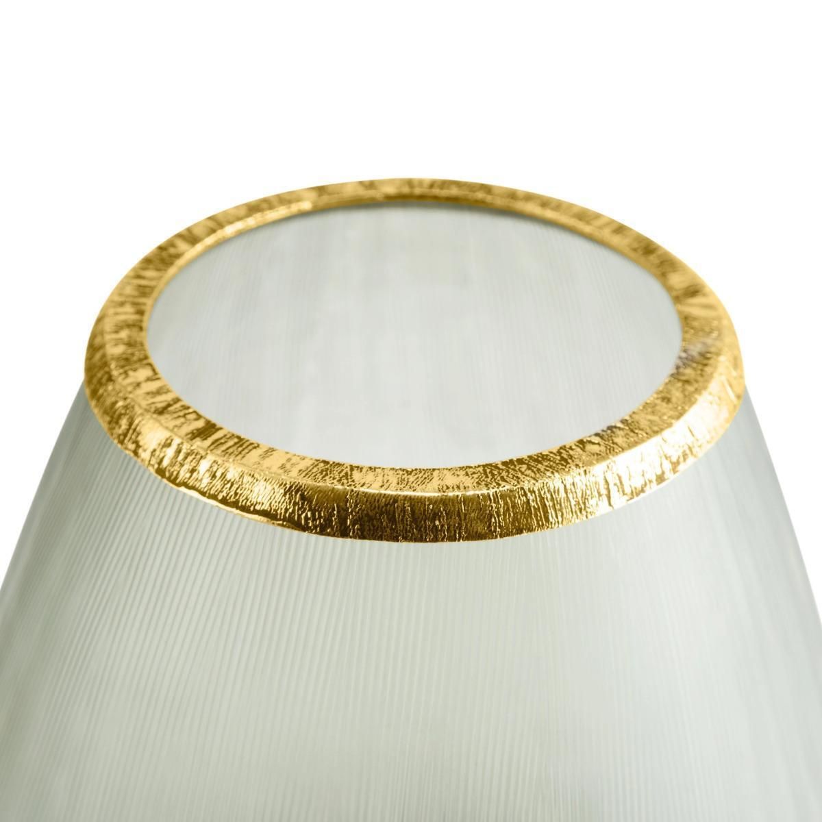 Pair Of Medium Contemporary Gold Metal & Frosted Glass Palm Vase photo buy