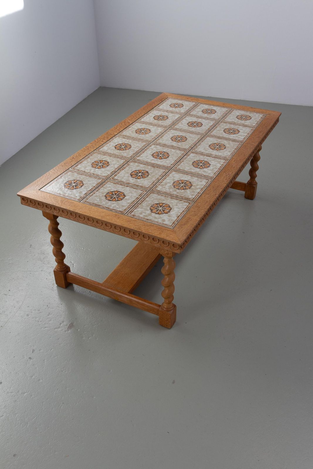 Scandinavian Modern Oak And Tile Coffee Table In Kjærnulf Style, 1960s. photo vinterior