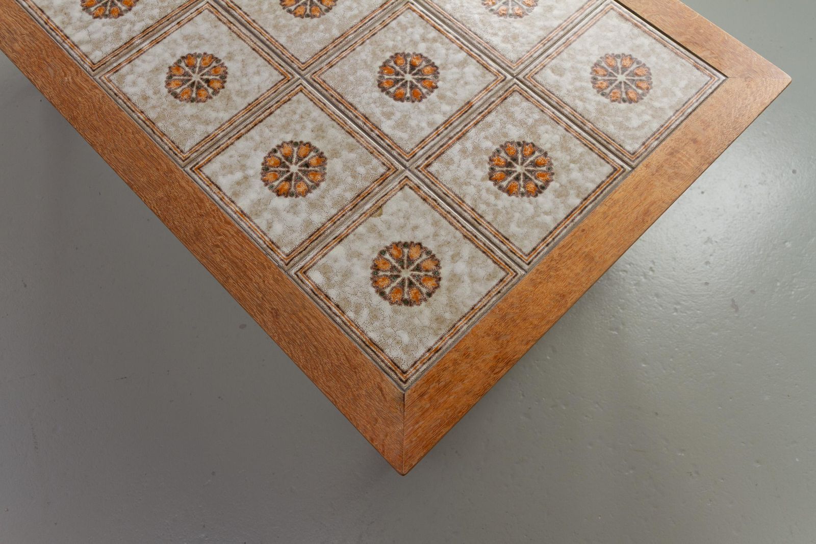 photo furniture Scandinavian Modern Oak And Tile Coffee Table In Kjærnulf Style, 1960s.