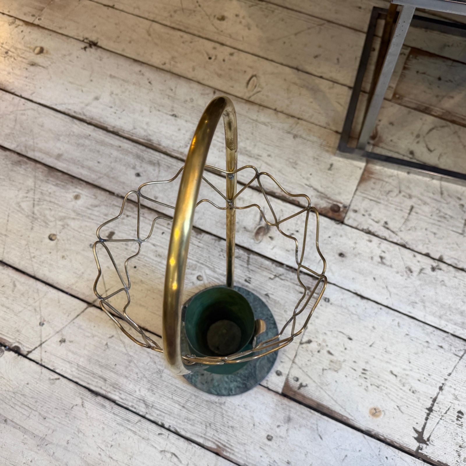 1950s Mid Century Modern Brass And Marble Umbrella Stand, Gio Ponti Style photo vinterior