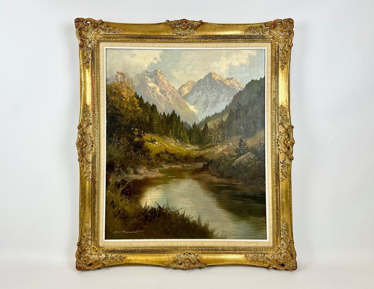 Josef Heinrich Thomas, Sonnenspitze Landscape, Oil On Canvas, 1970s, Framed