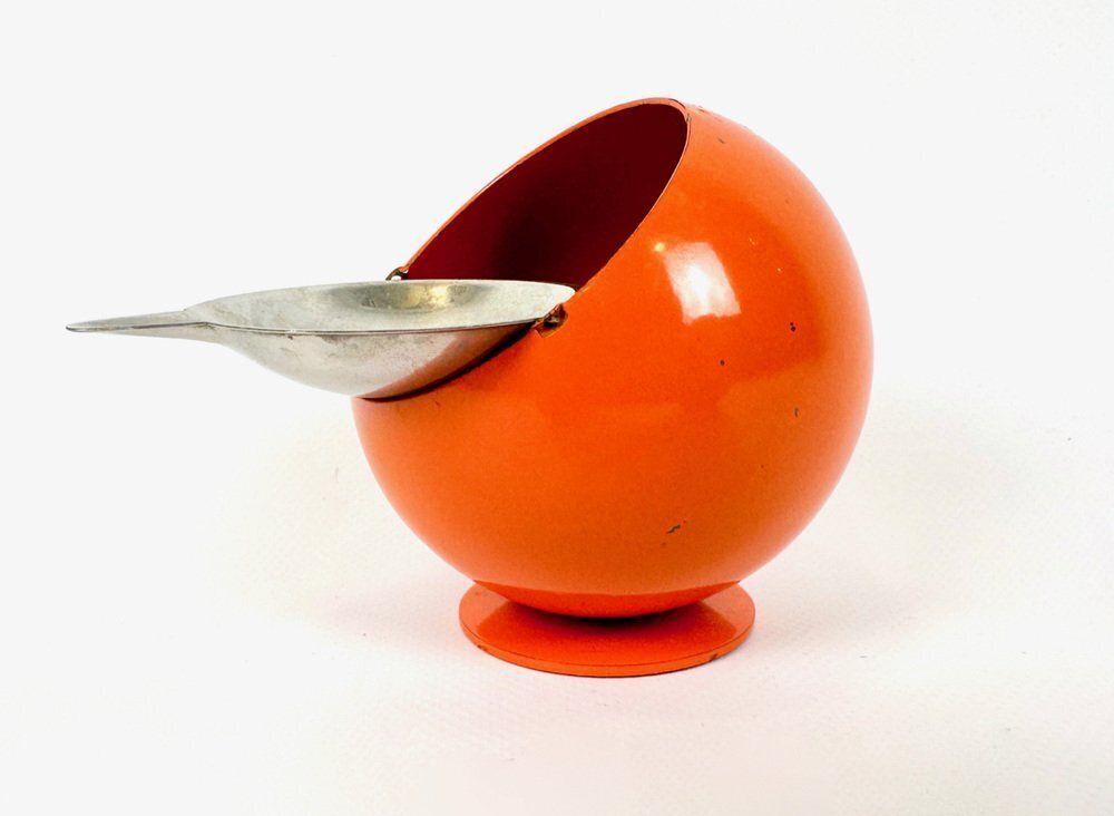 Space Age Orange Smokny Ball Ashtray By F.W. Quist, 1960s photo Home Decor