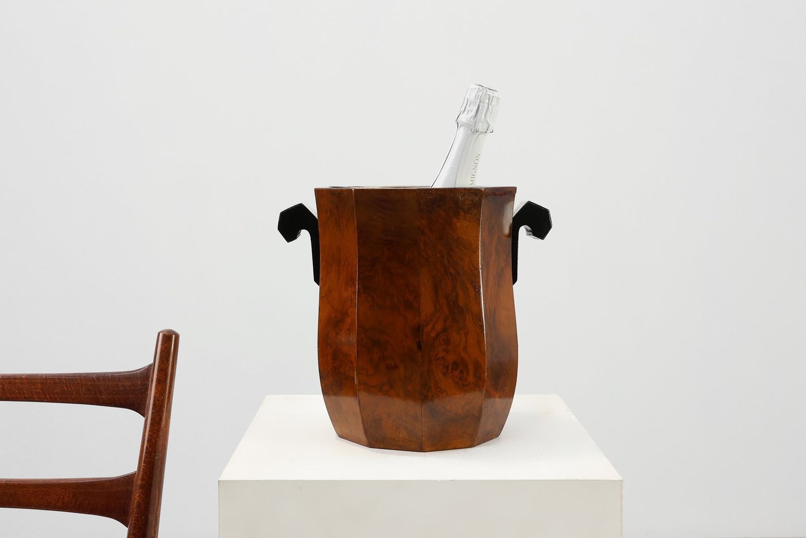 Art Deco Sculptural Burlwood Ice Bucket, France, 1925 photo furniture