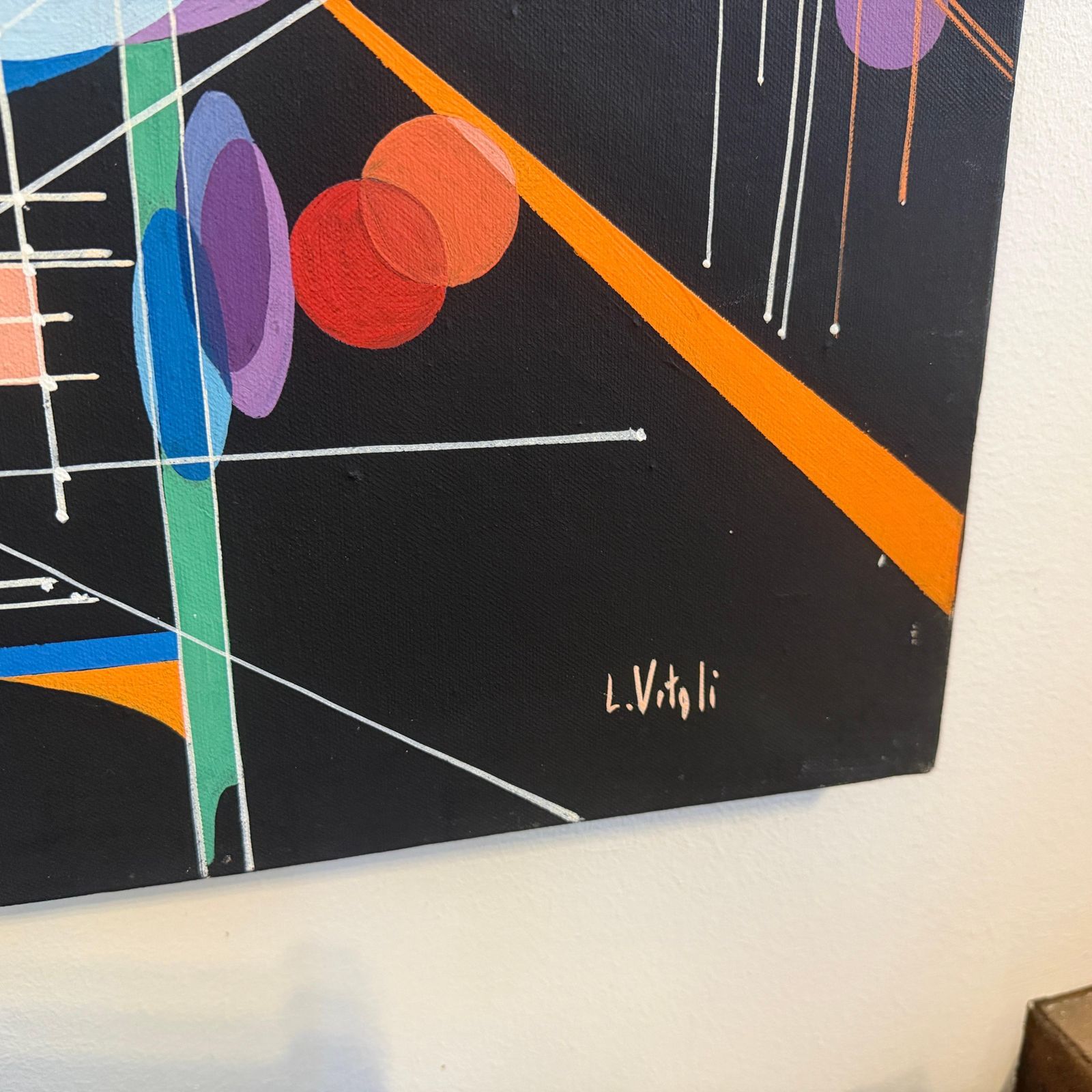 A 1980s Kandinsky Style Futurist Abstract Italian Oil Painting By Libero Vitali photo buy