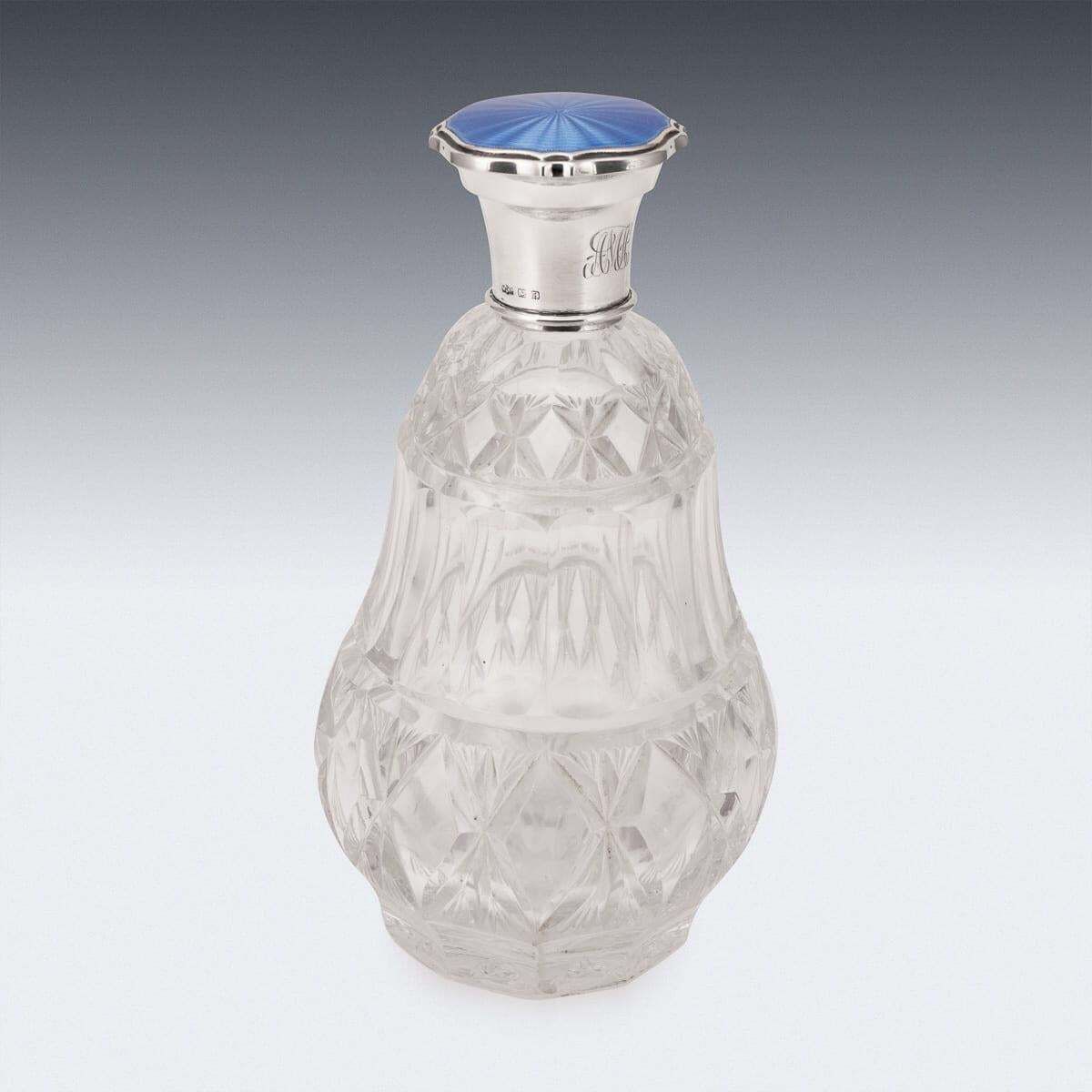 Antique Regency Cut Glass Scent Bottle By Mappin & Webb, Silver, 1812 photo vinterior